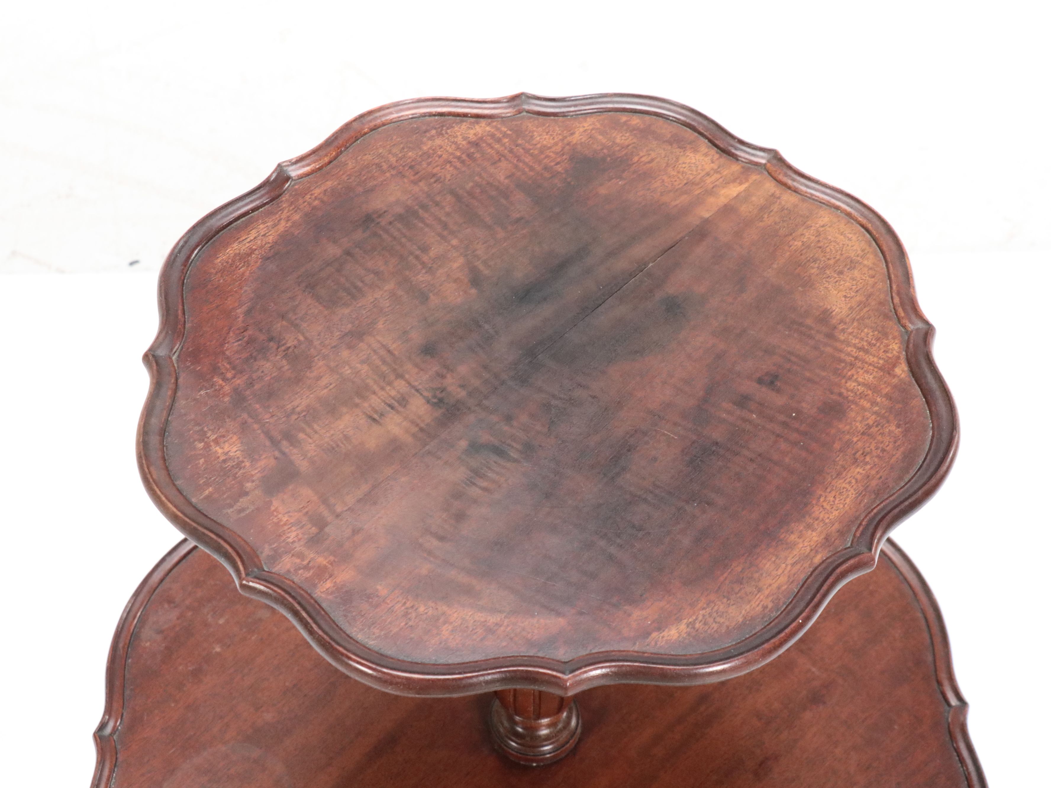 Georgian Style Mahogany Dumbwaiters with Cherry Candlestand, 1940s