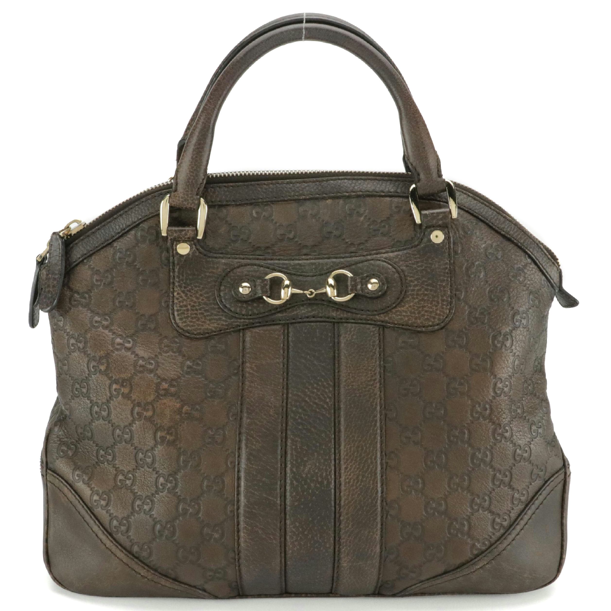 Gucci Guccissima Leather Horsebit Zip-Top Tote