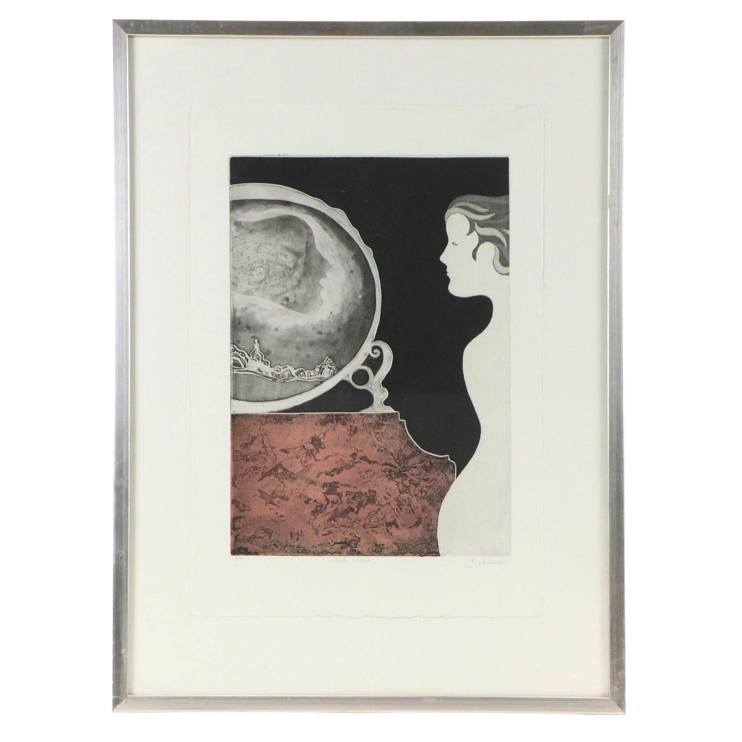 Bartolomeu Dos Santos Etching with Aquatint "Closed Mirror," 1966