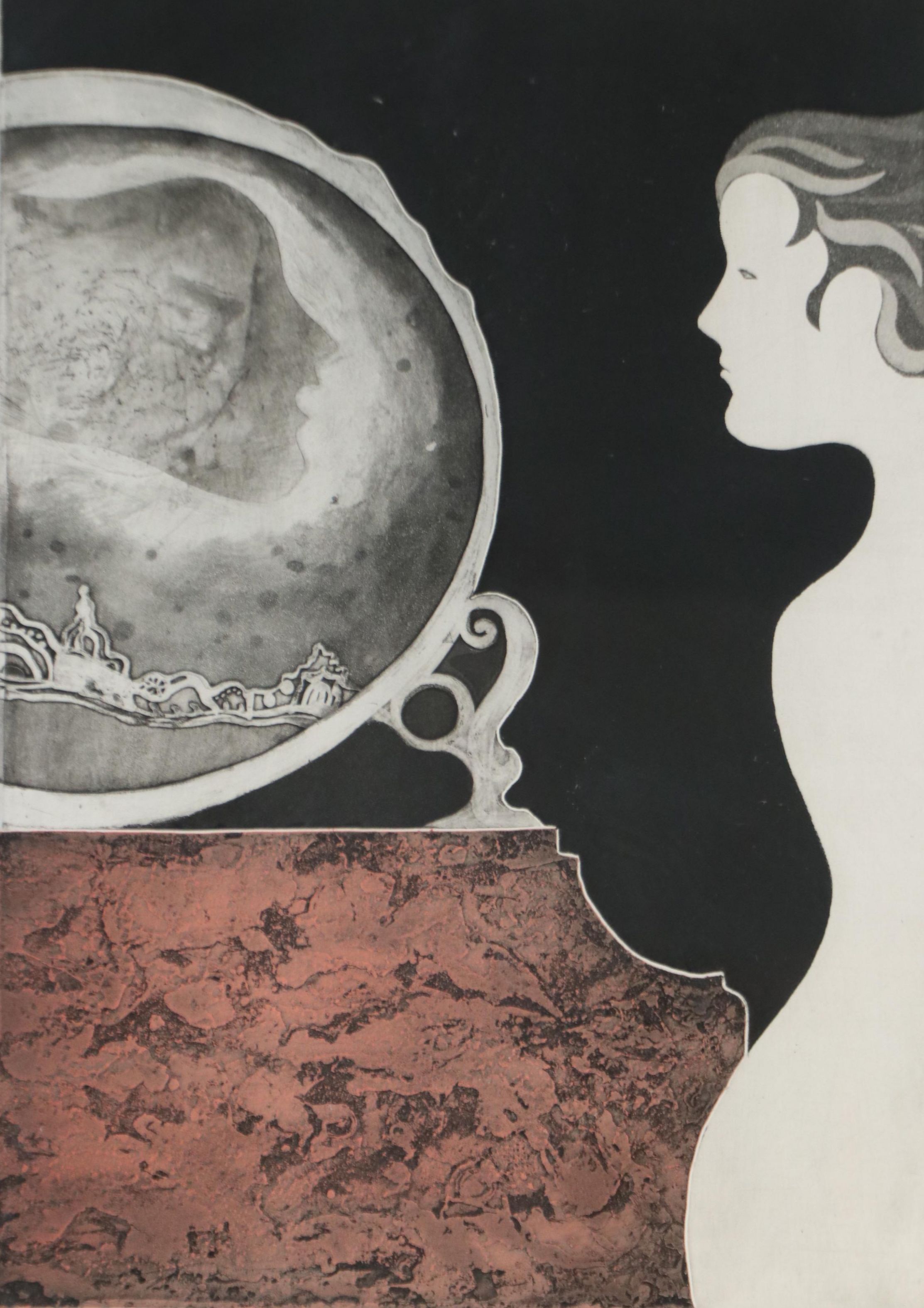 Bartolomeu Dos Santos Etching with Aquatint "Closed Mirror," 1966