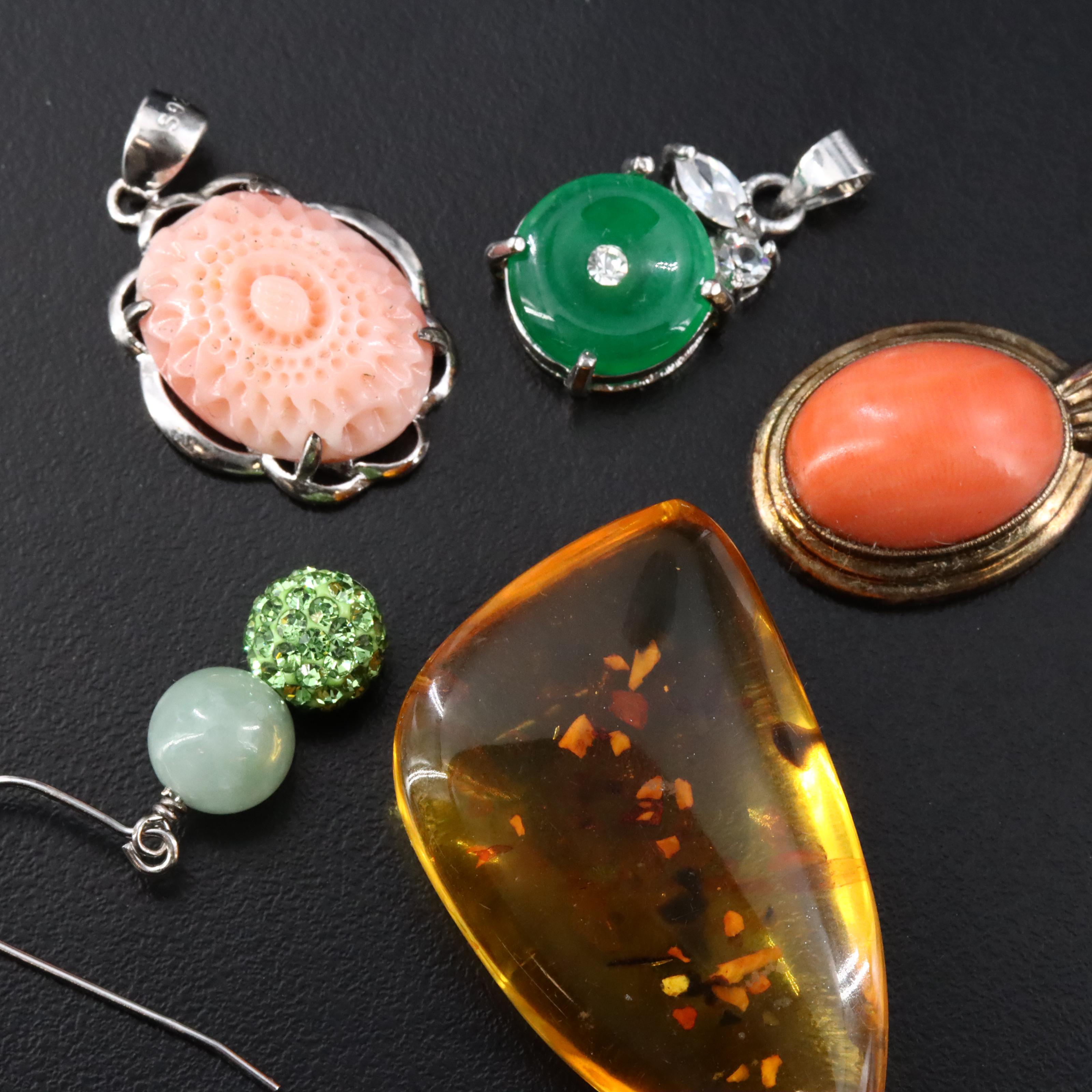 Jadeite, Coral and Sterling Featured in Jewelry Selection