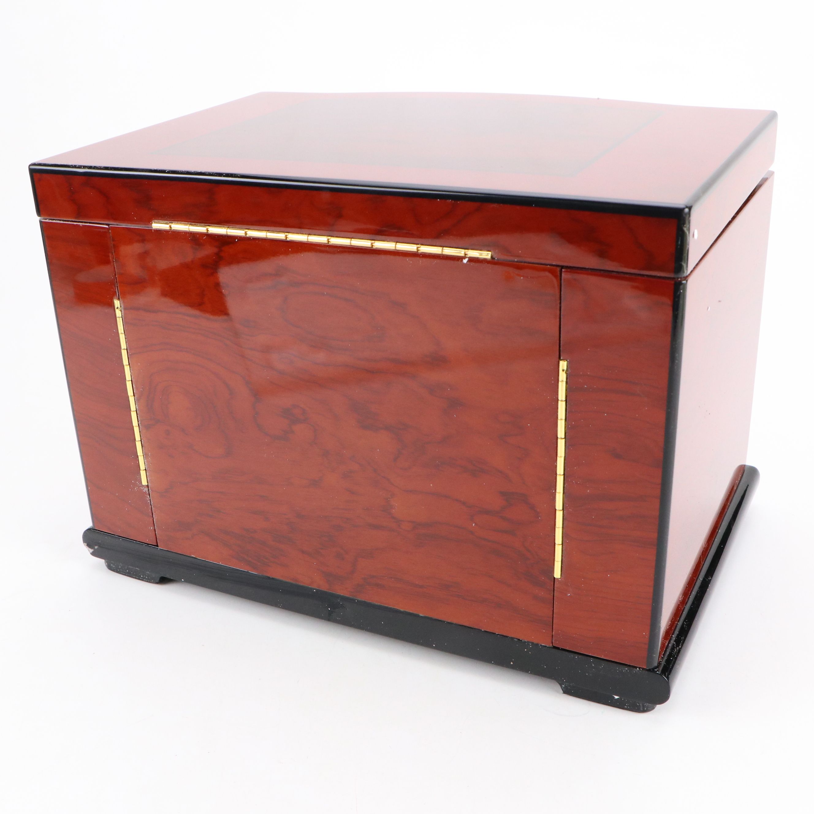 Jere High Cherry and Black Finished Locking Jewelry Box