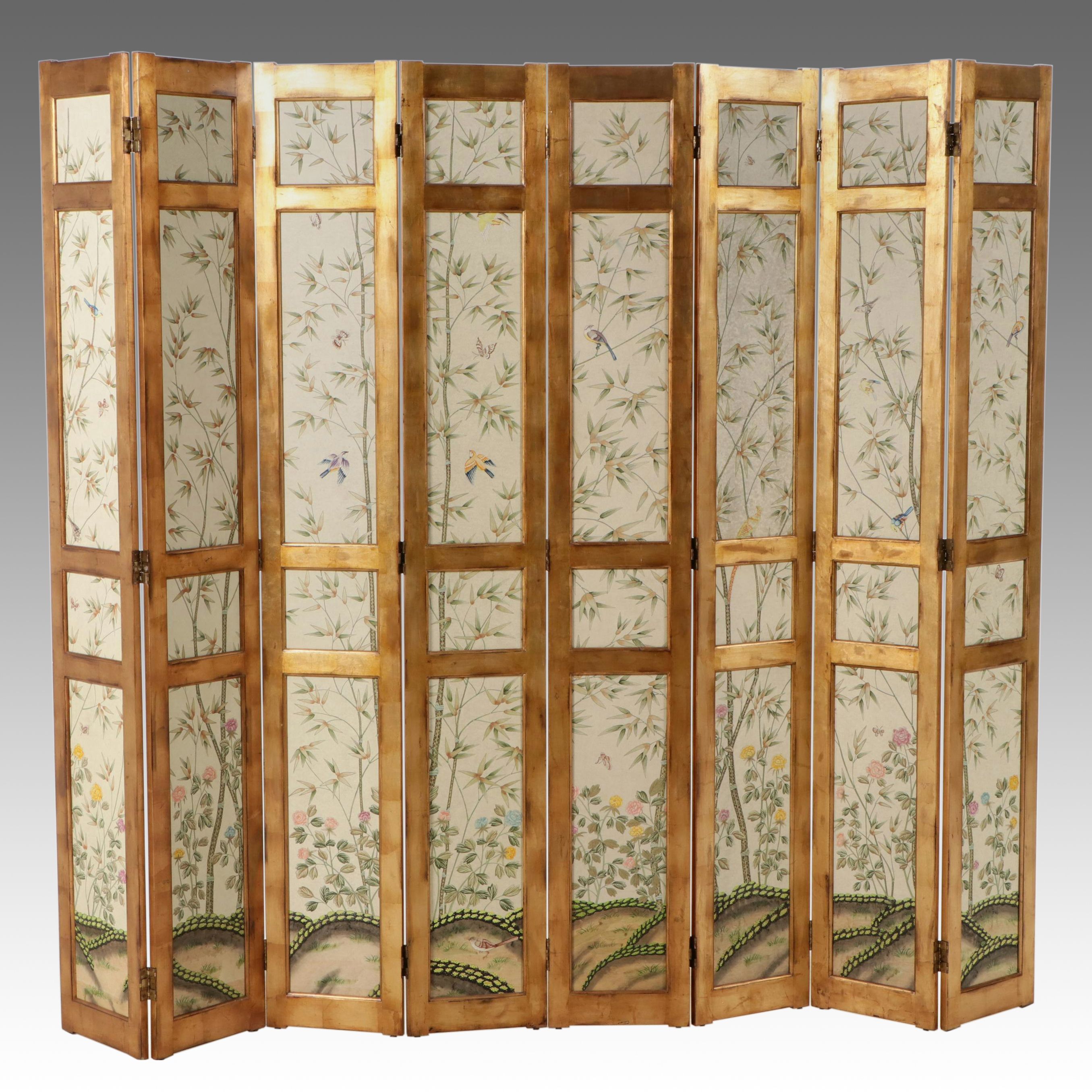Clossons Bamboo Motif Eight-Panel Folding Room Divider Screen