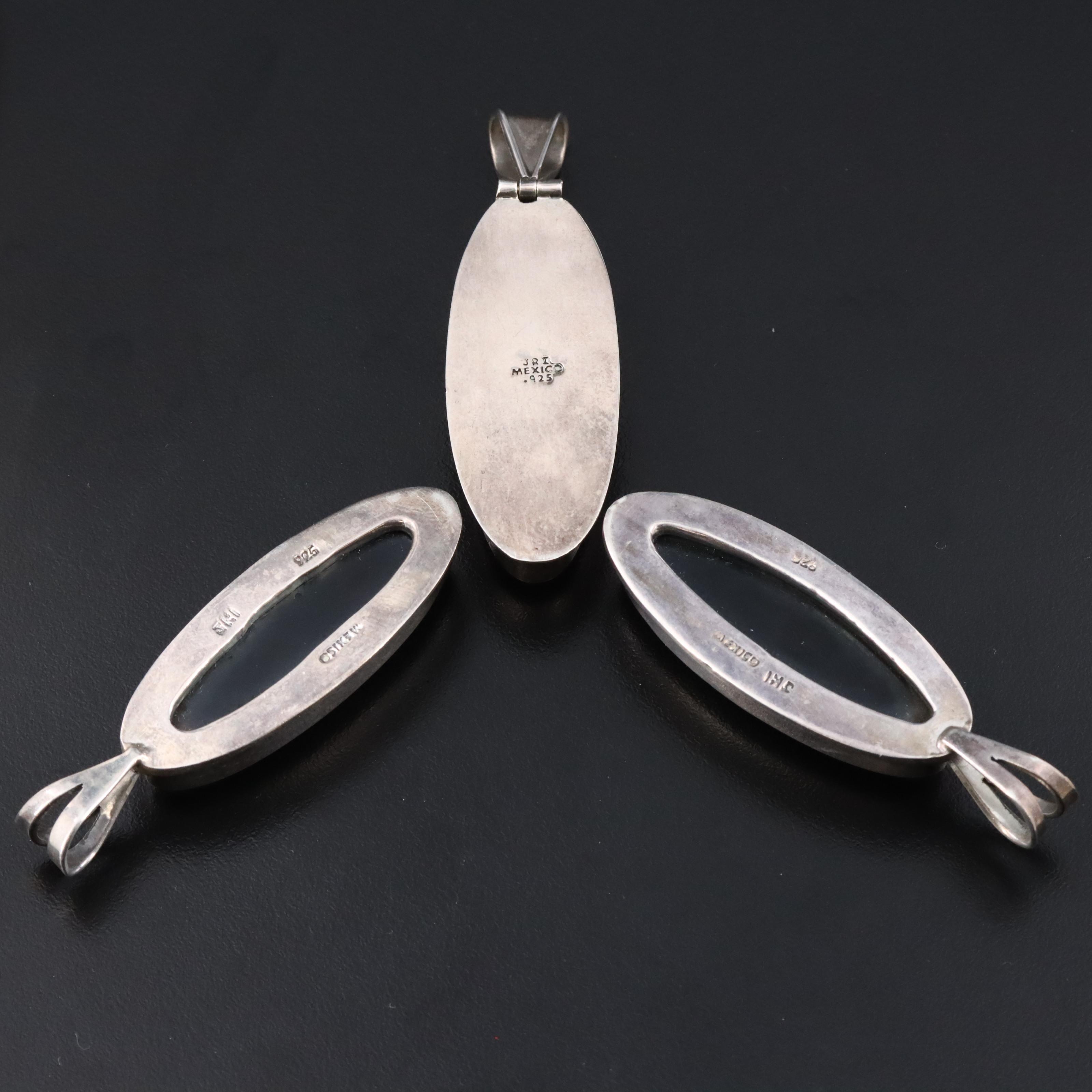 Mexican Sterling Black Onyx and Howlite Pendants