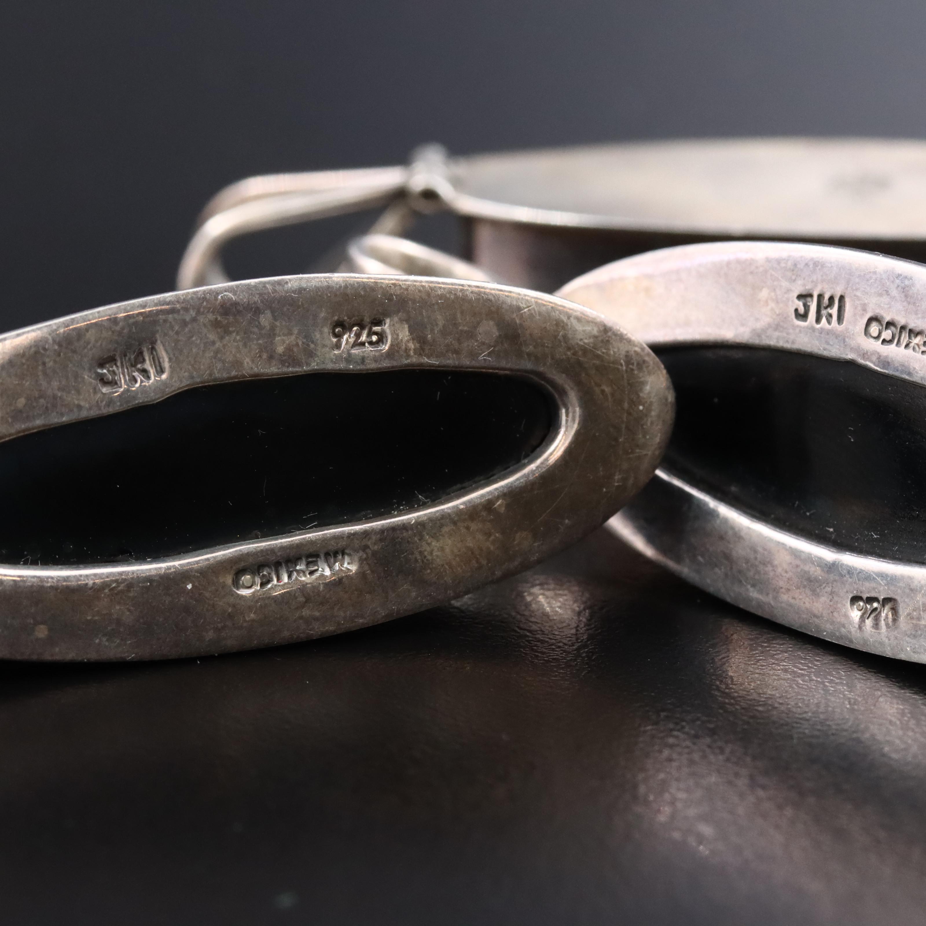 Mexican Sterling Black Onyx and Howlite Pendants