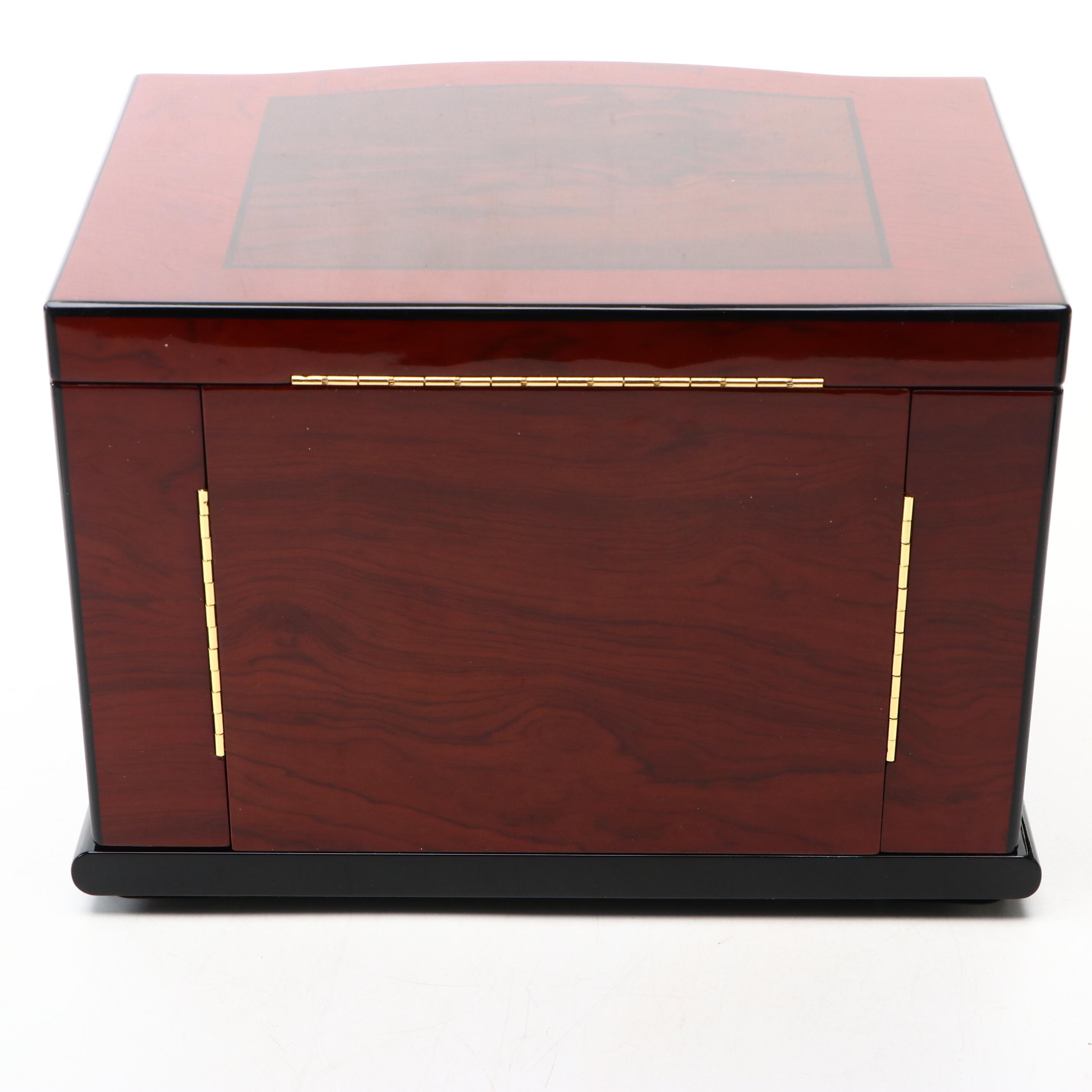 Jere High Cherry and Black Finished Locking Jewelry Box