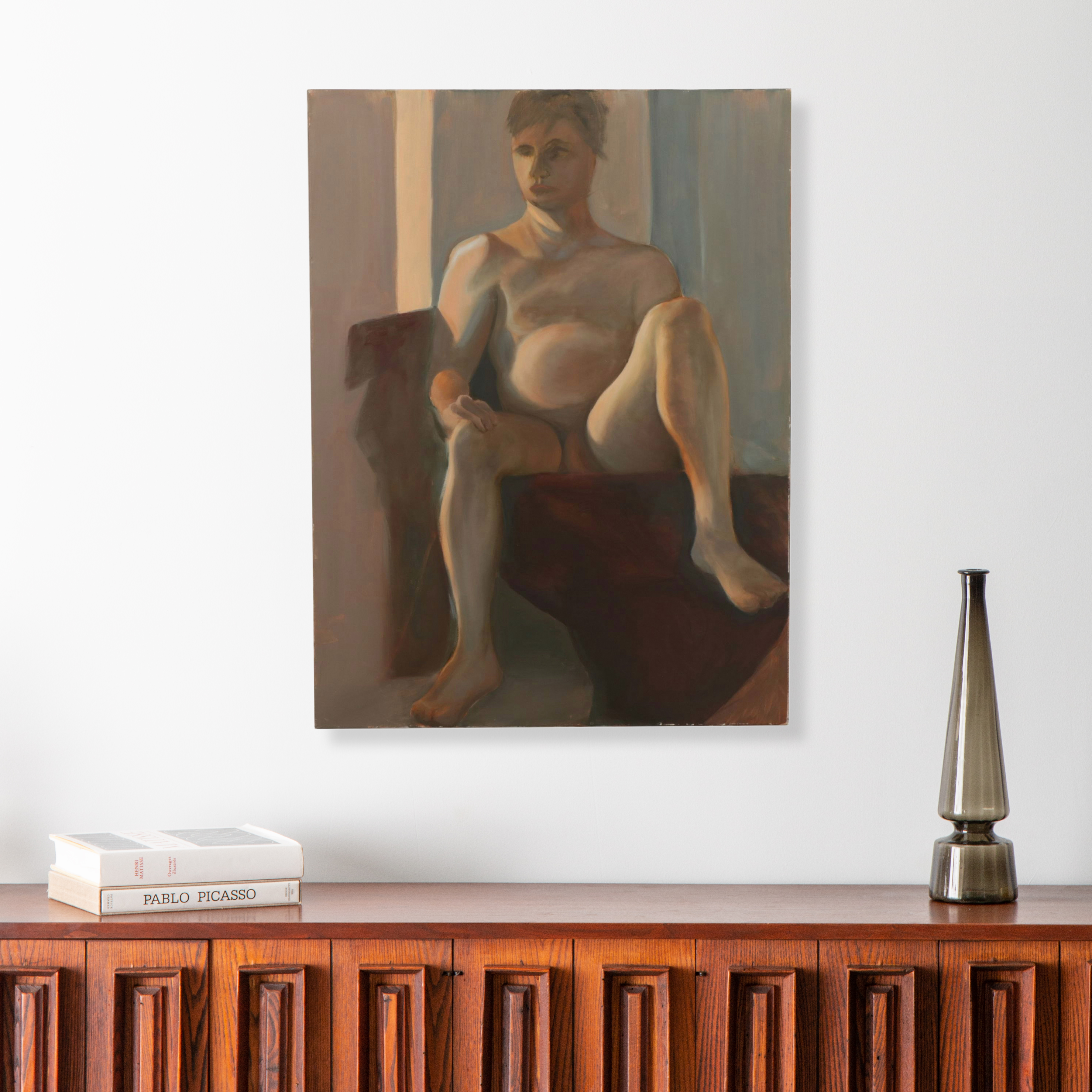 Seated Nude Figure Study Oil Painting, Late 20th to Early 21st Century