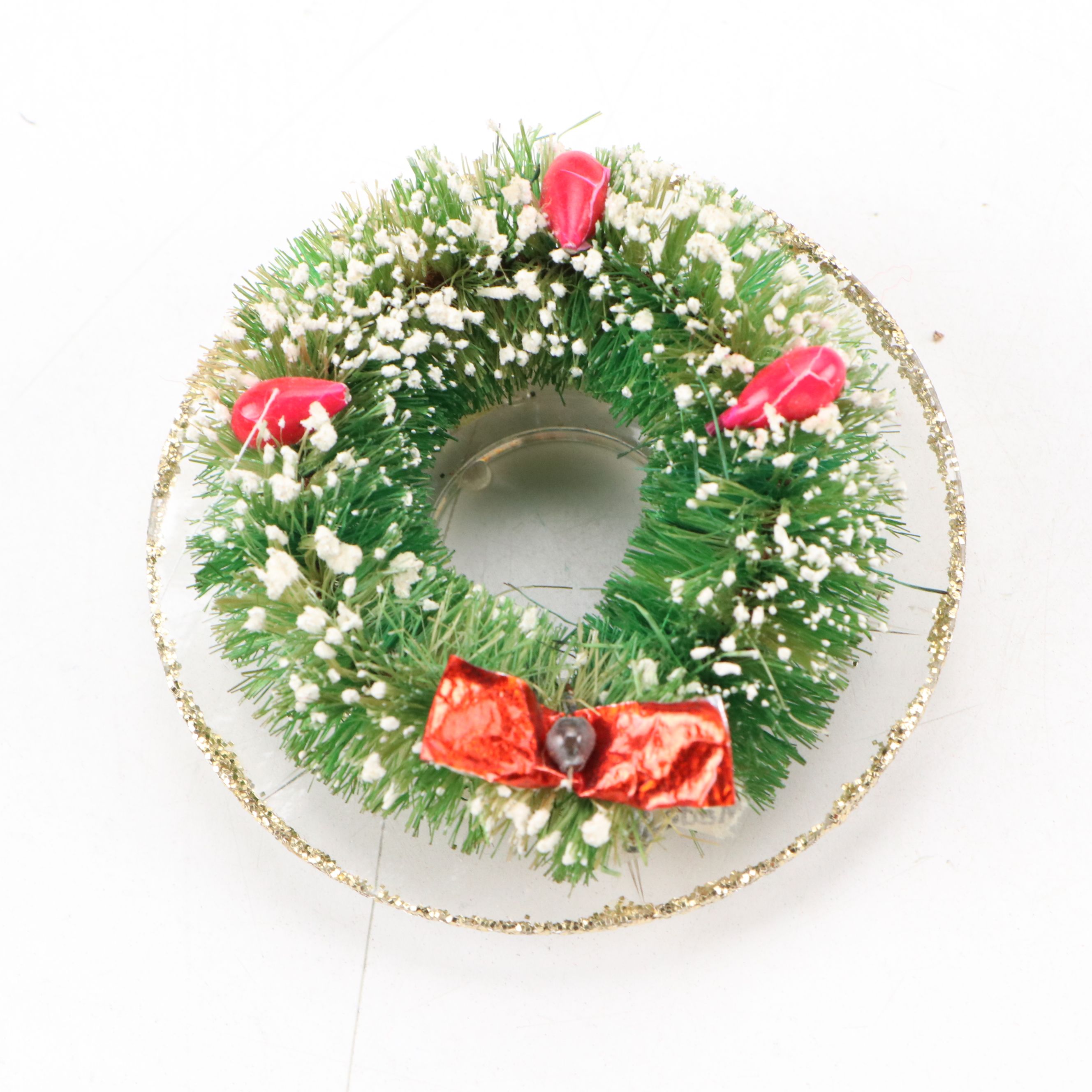 Miniature Christmas Pine Trees with Ornaments, Mid to Late 20th Century