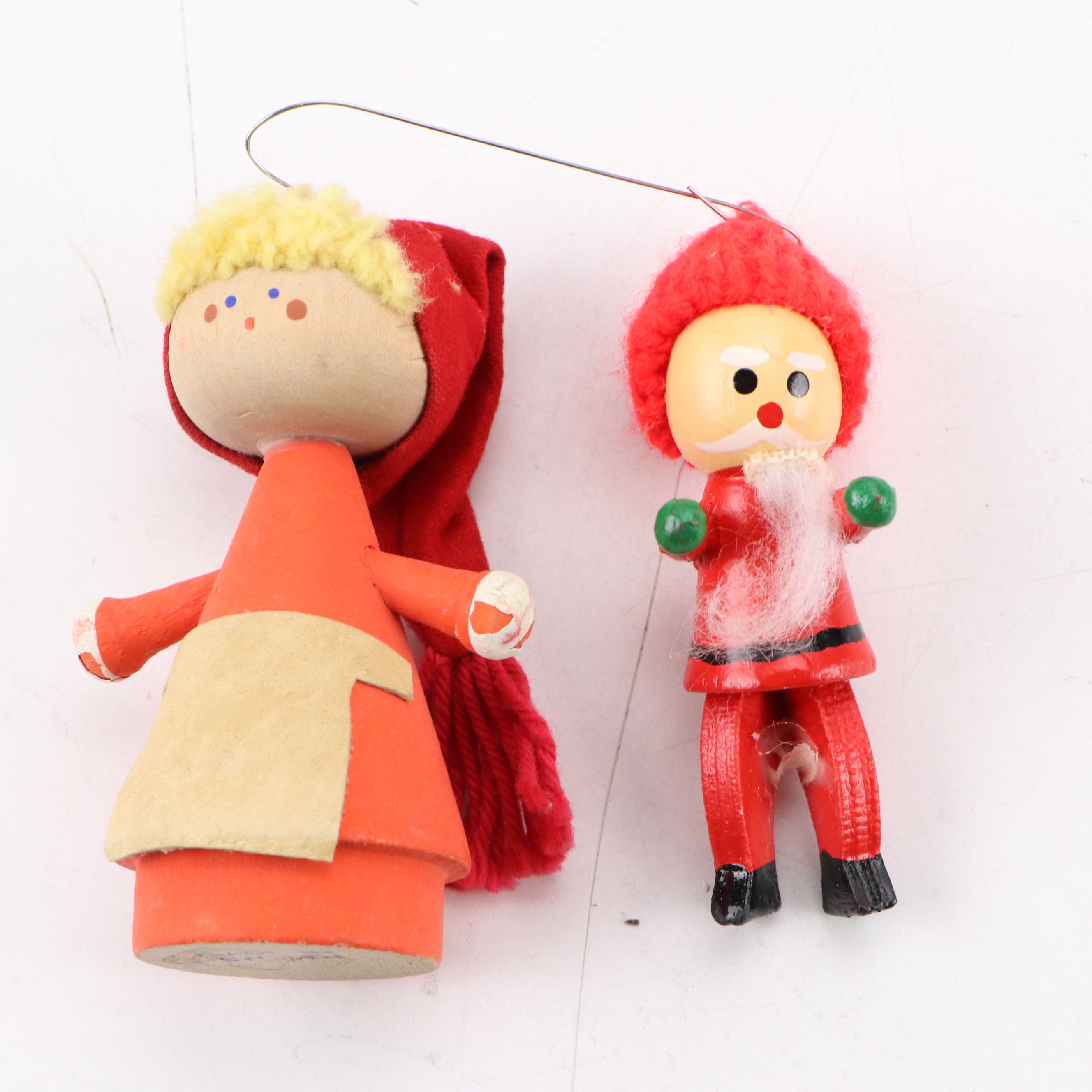 Miniature Christmas Pine Trees with Ornaments, Mid to Late 20th Century