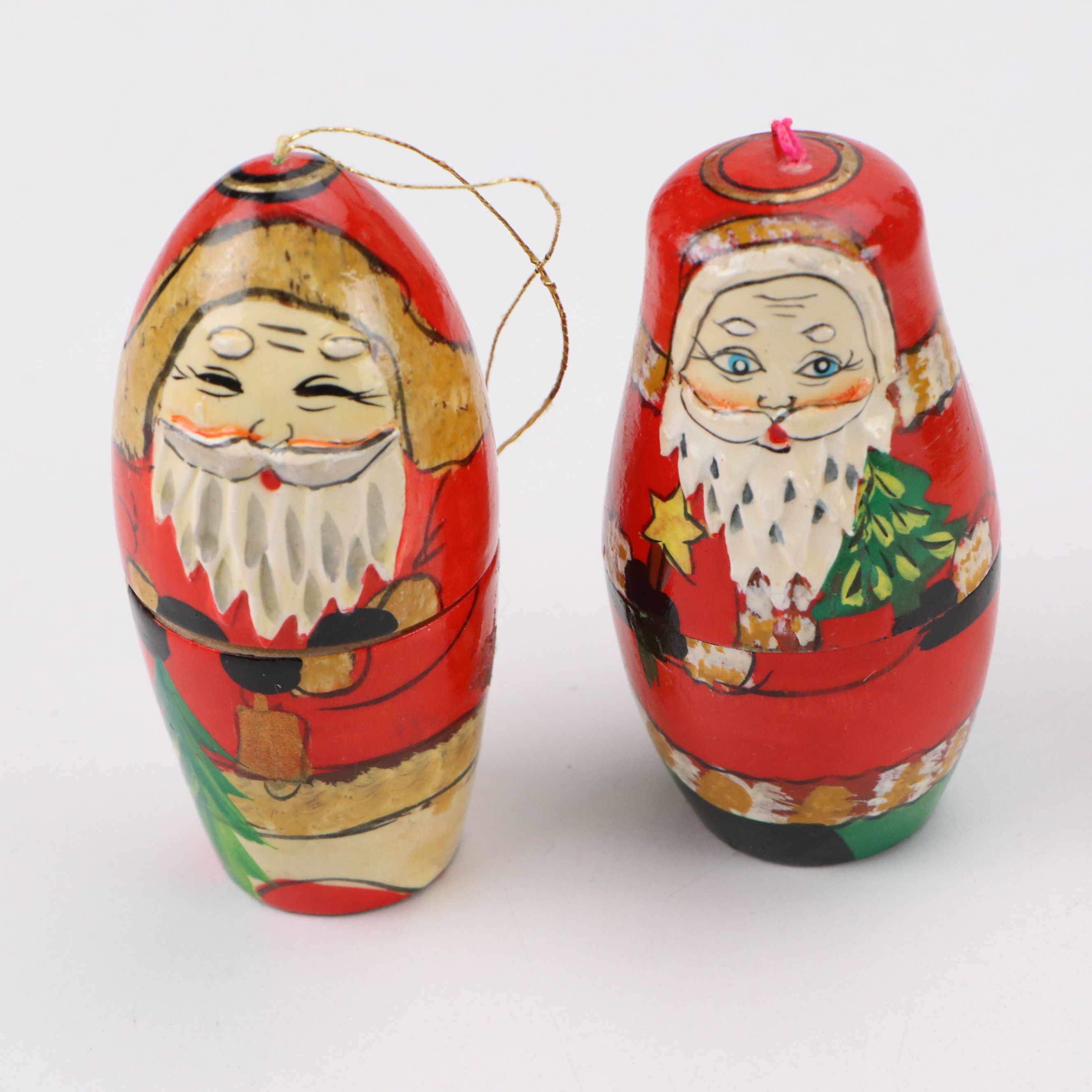 Miniature Christmas Pine Trees with Ornaments, Mid to Late 20th Century