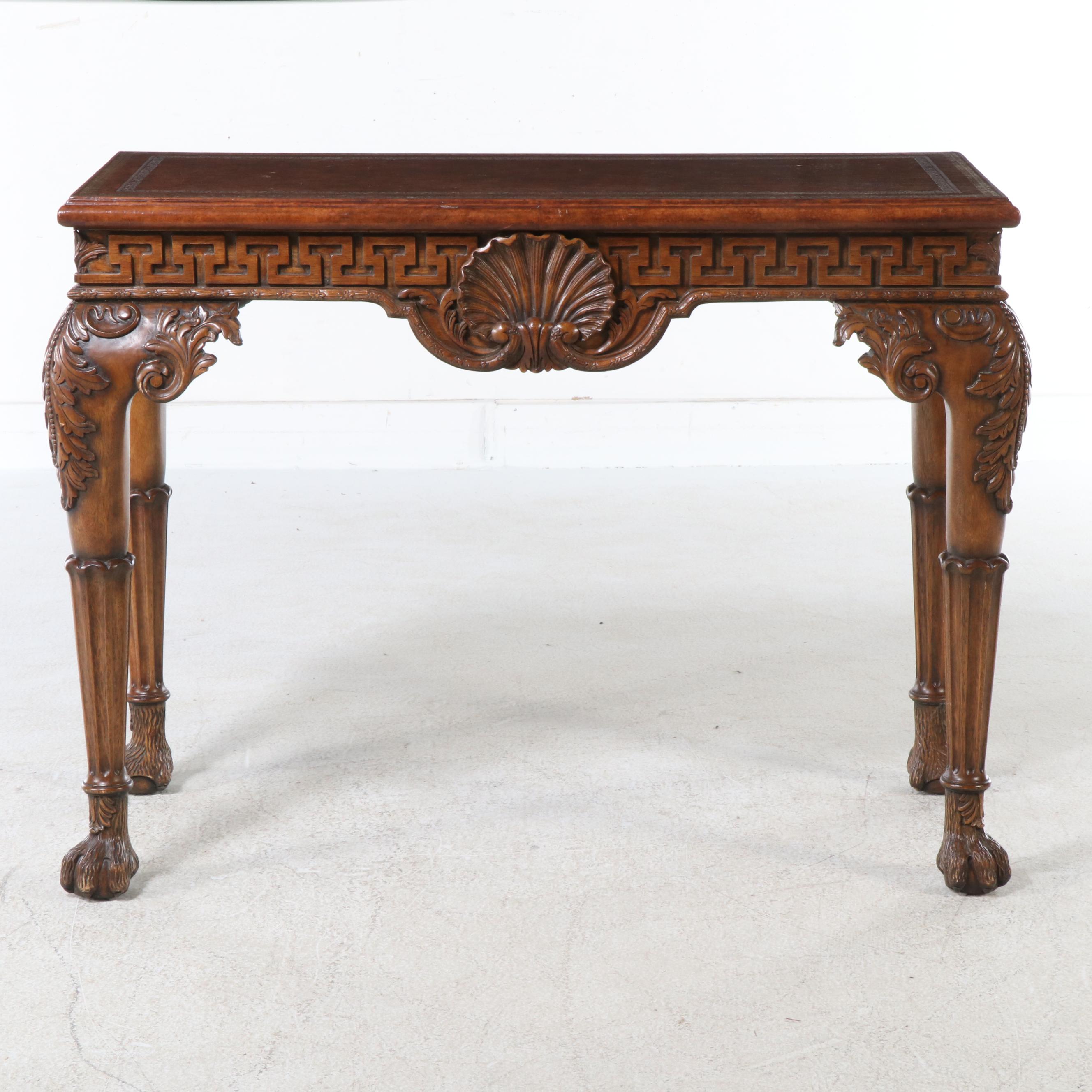 Maitland-Smith Console Table with Leather Inlay Top