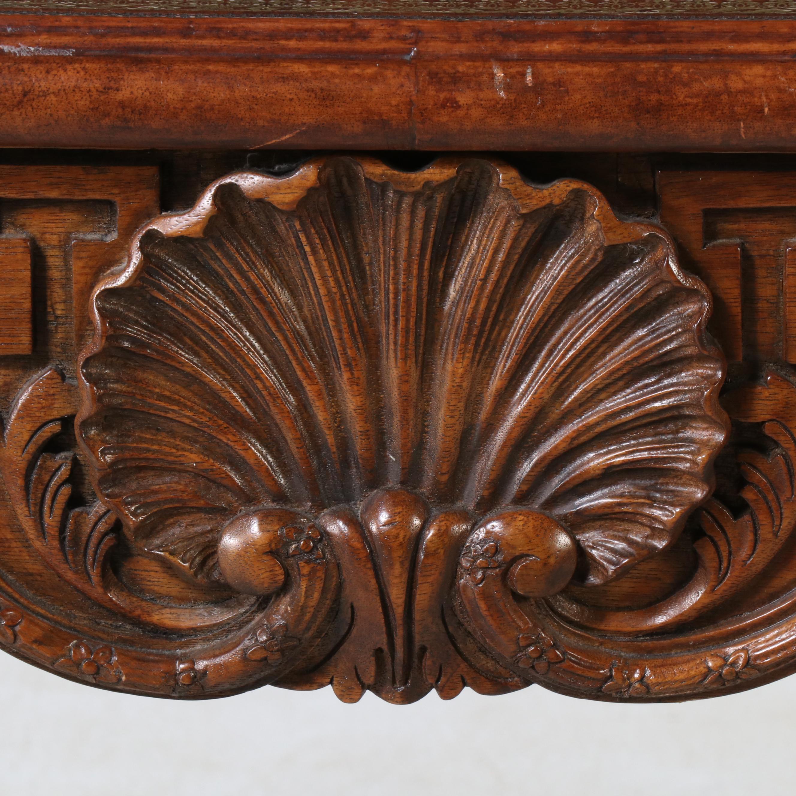 Maitland-Smith Console Table with Leather Inlay Top