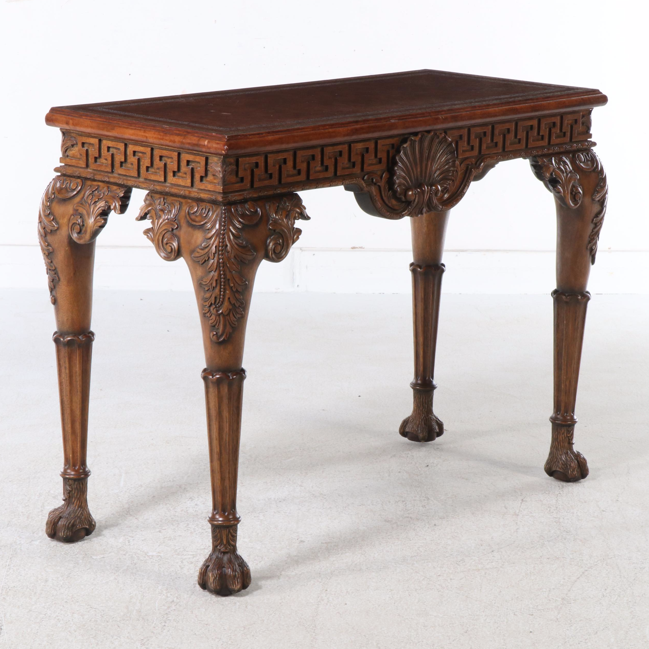 Maitland-Smith Console Table with Leather Inlay Top