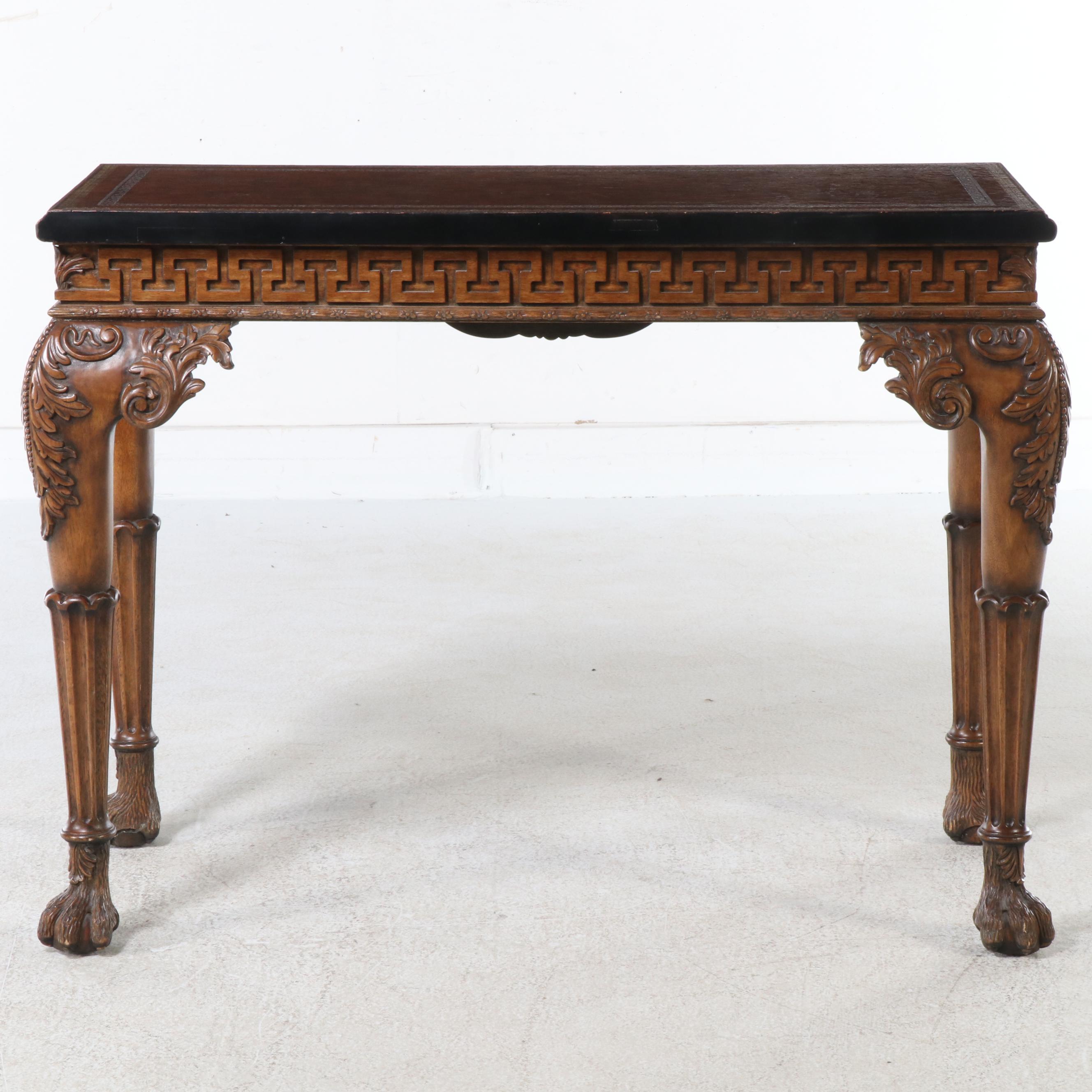 Maitland-Smith Console Table with Leather Inlay Top