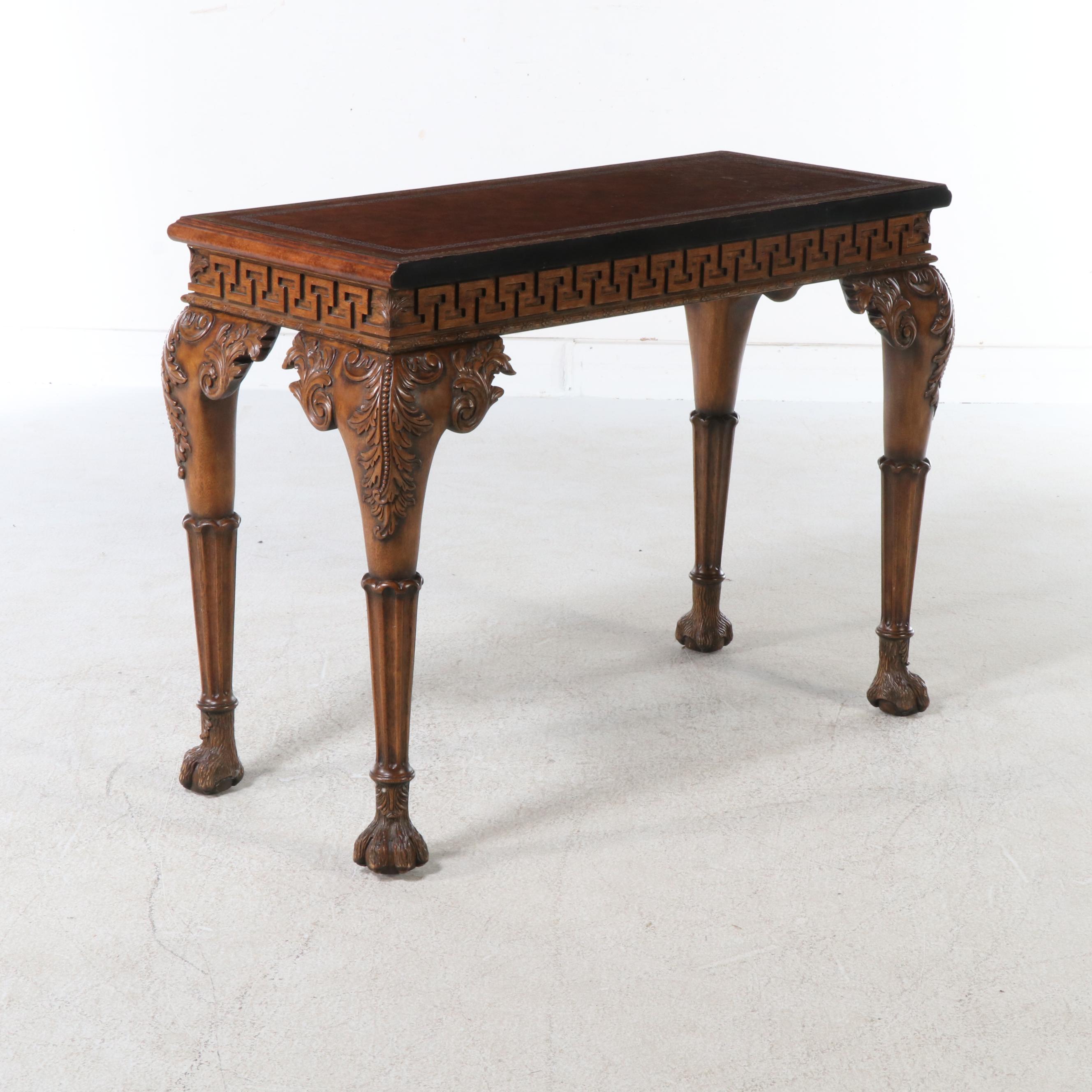 Maitland-Smith Console Table with Leather Inlay Top