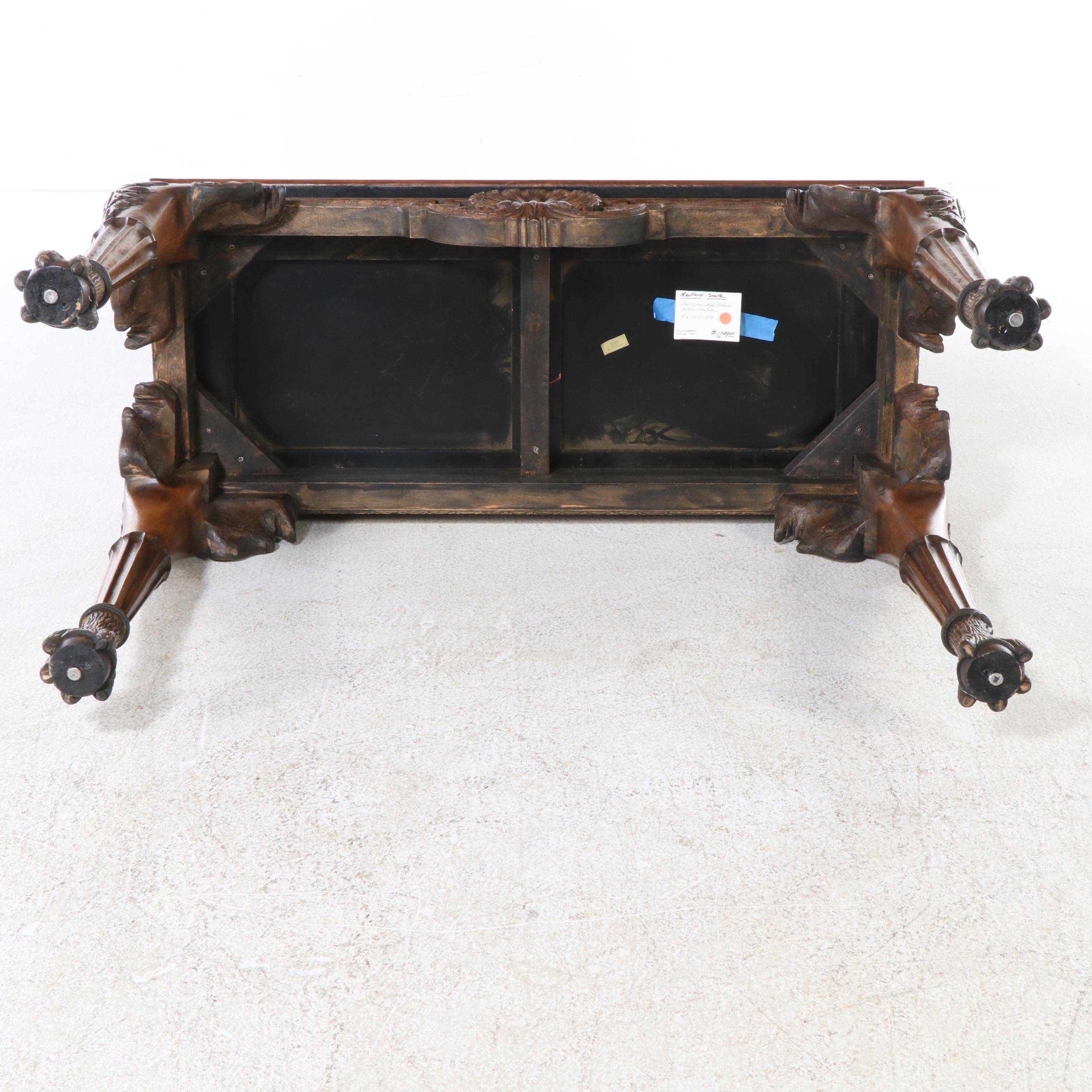 Maitland-Smith Console Table with Leather Inlay Top