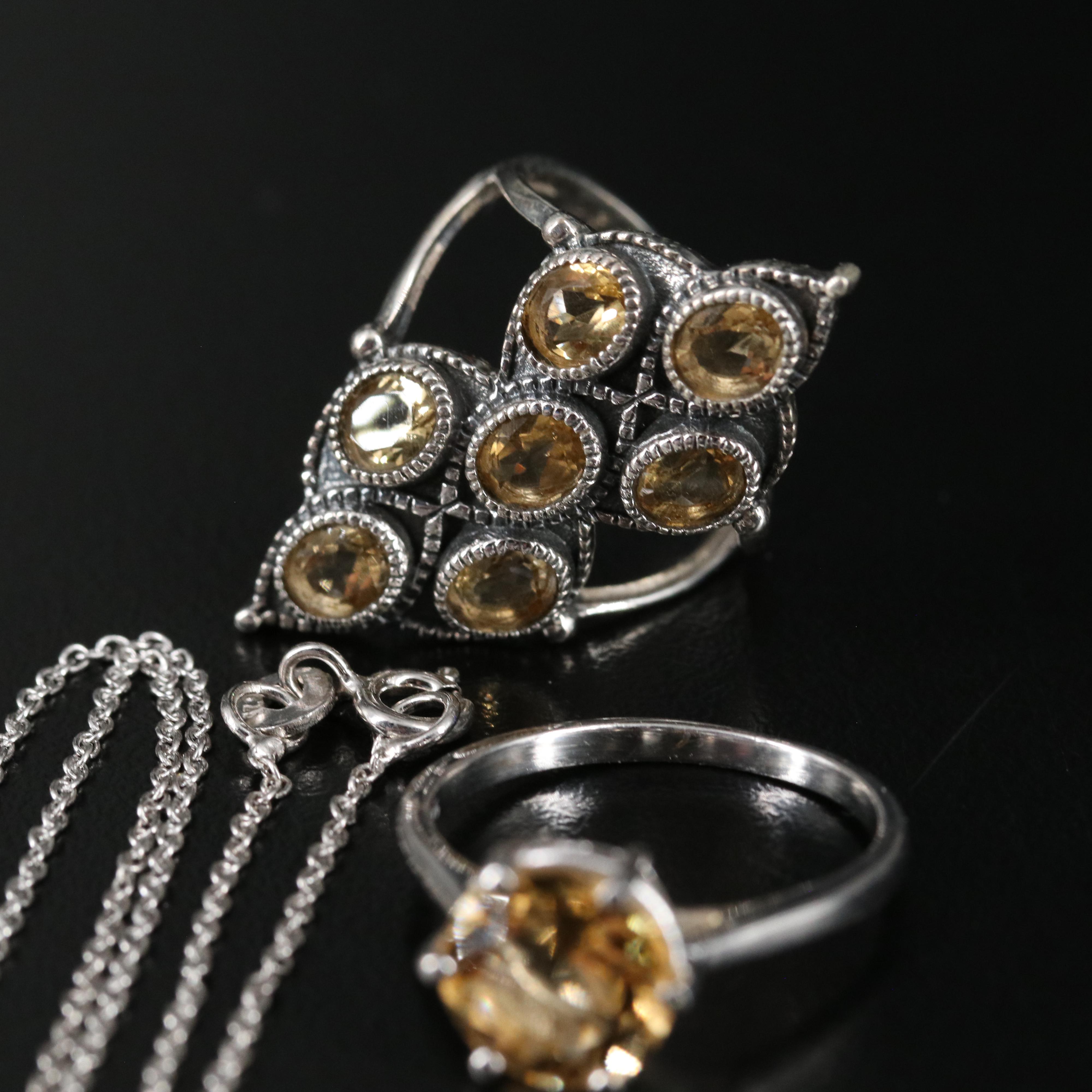 14 Assorted Sterling Silver Rings, Necklaces, Earrings, and Pendants