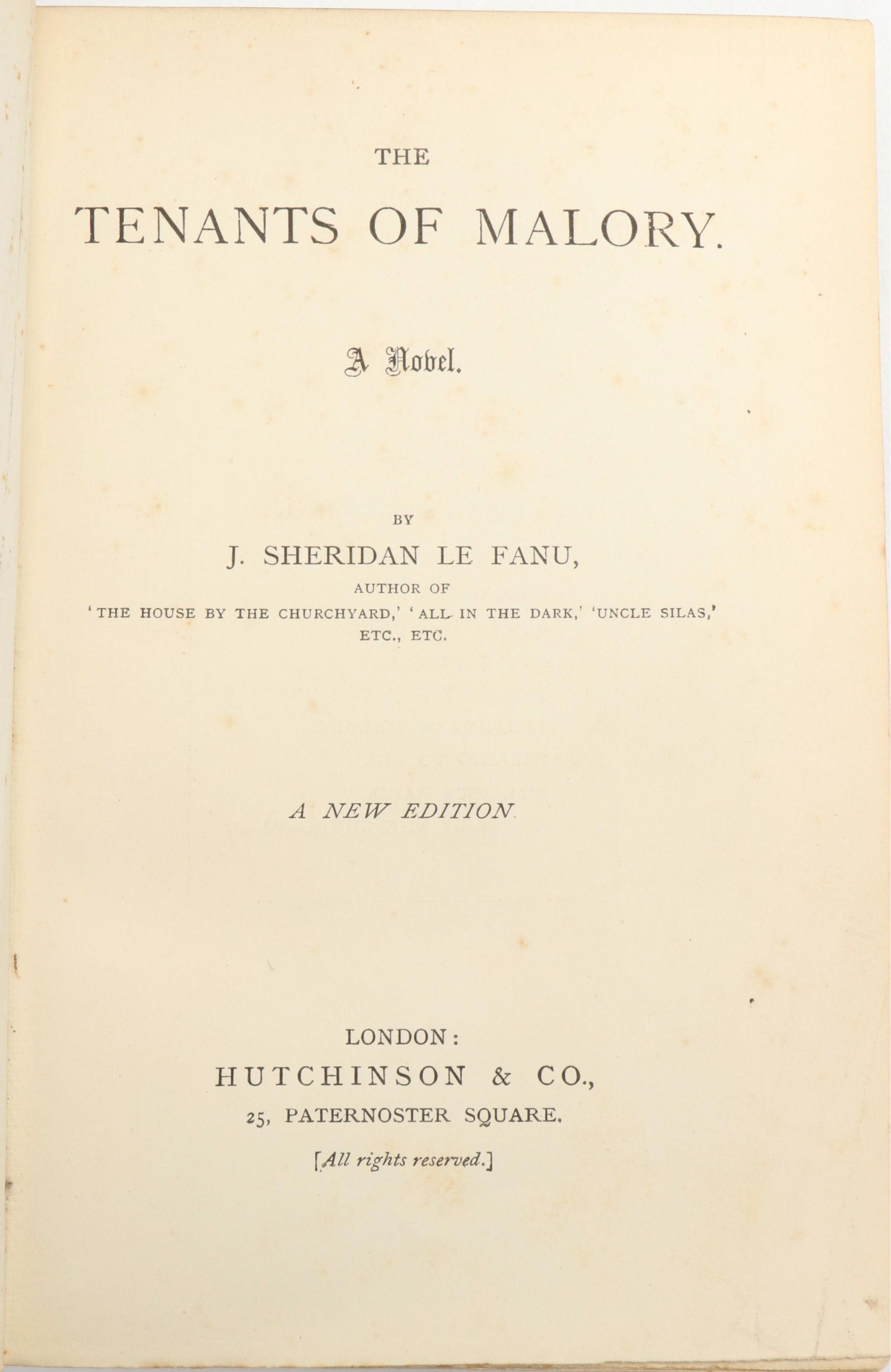 "The Tenants of Malory" by J. Sheridan Le Fans with More Books