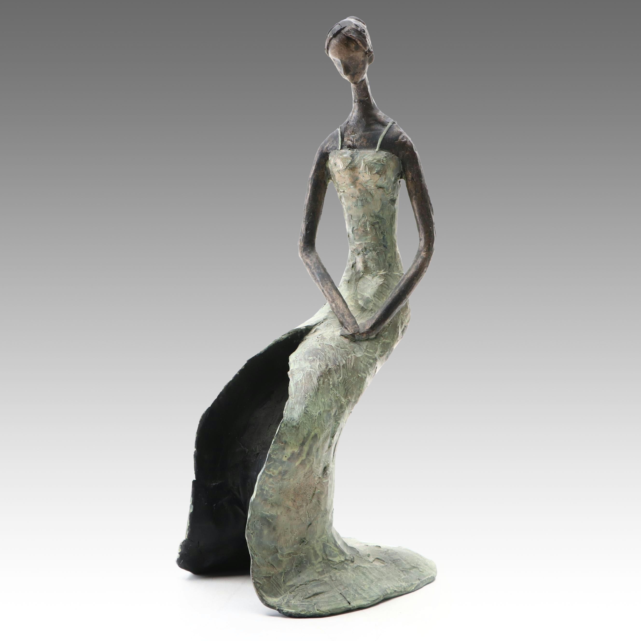 Abstract Stonecast Sitting Lady