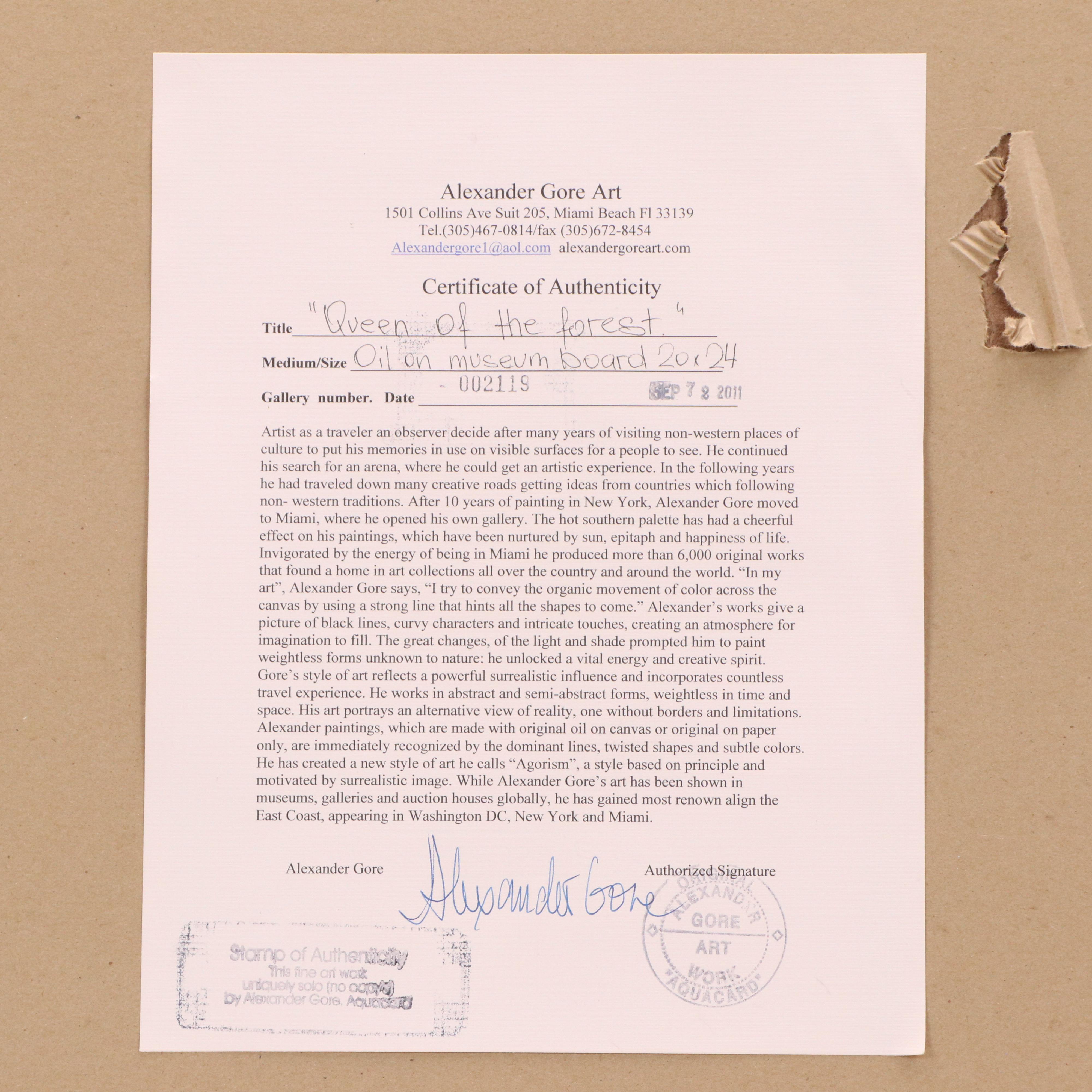 Alexander Gore Oil Painting "Queen of the Forest," 2011