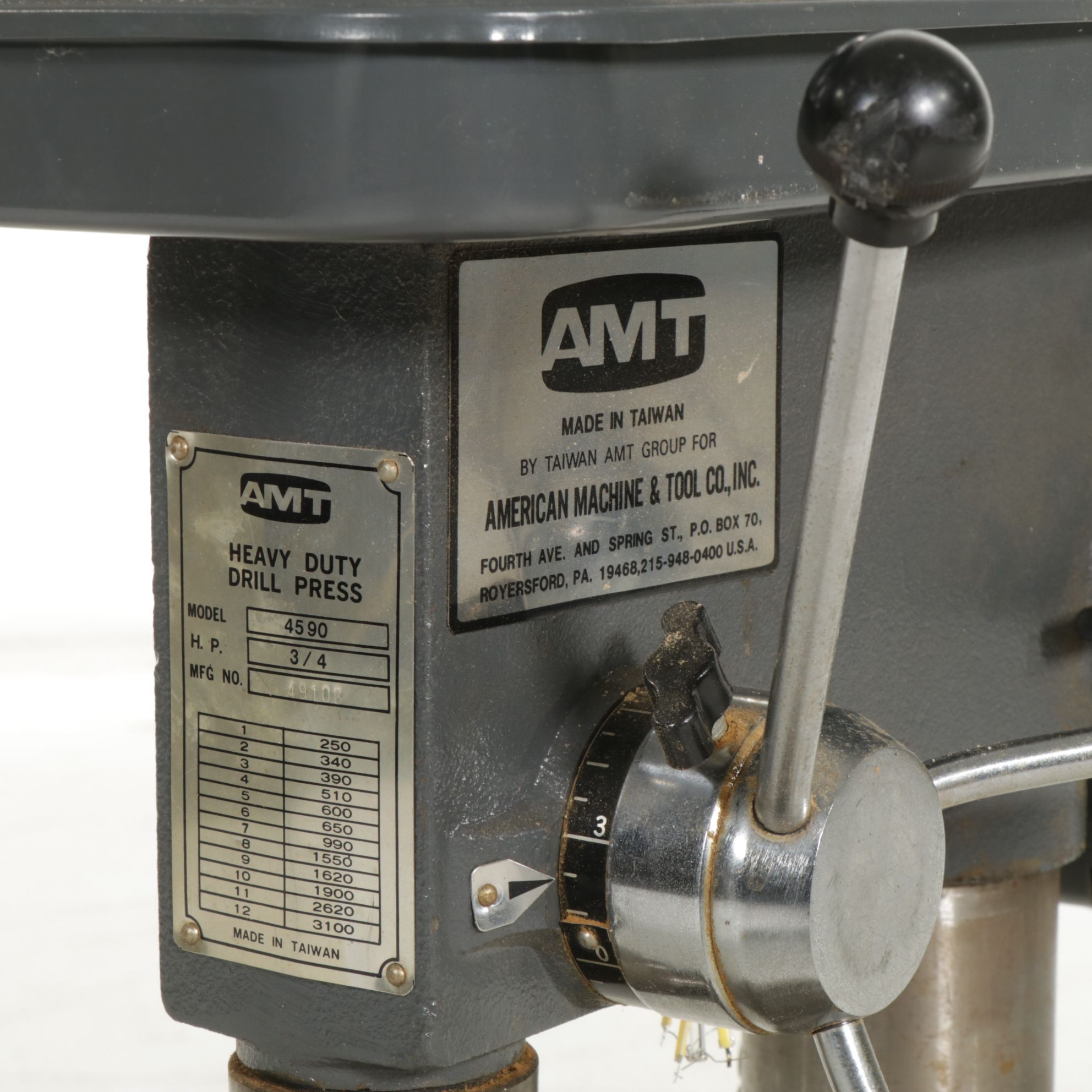 AMT Model 4590 3/4 HP Bench Top Drill Press, Late 20th Century