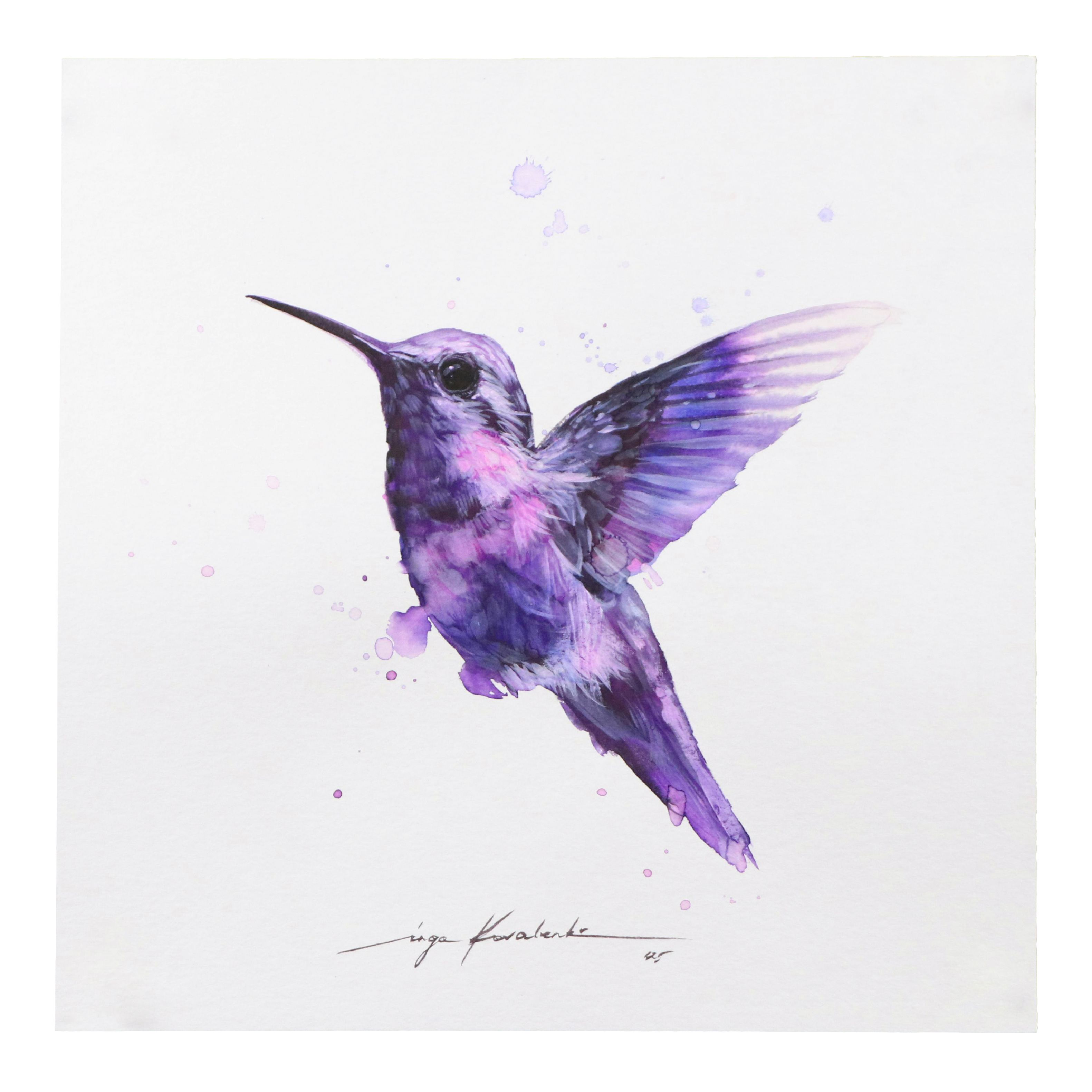 Inga Kovalenko Watercolor Painting of Hummingbird, 2025