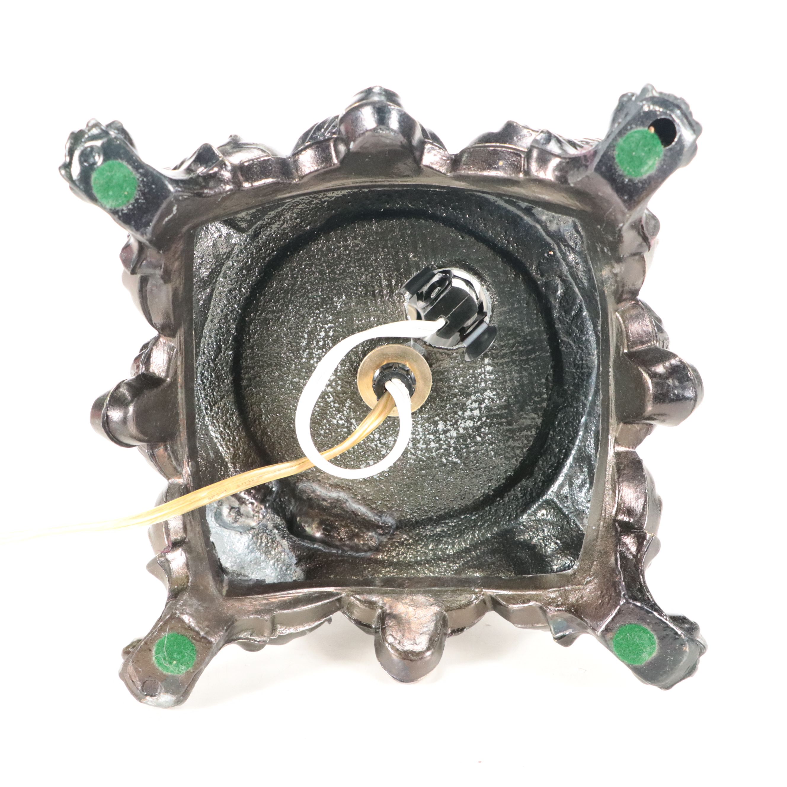 Cast Metal Table Lamp with Victorian Moire and Tassel Shade