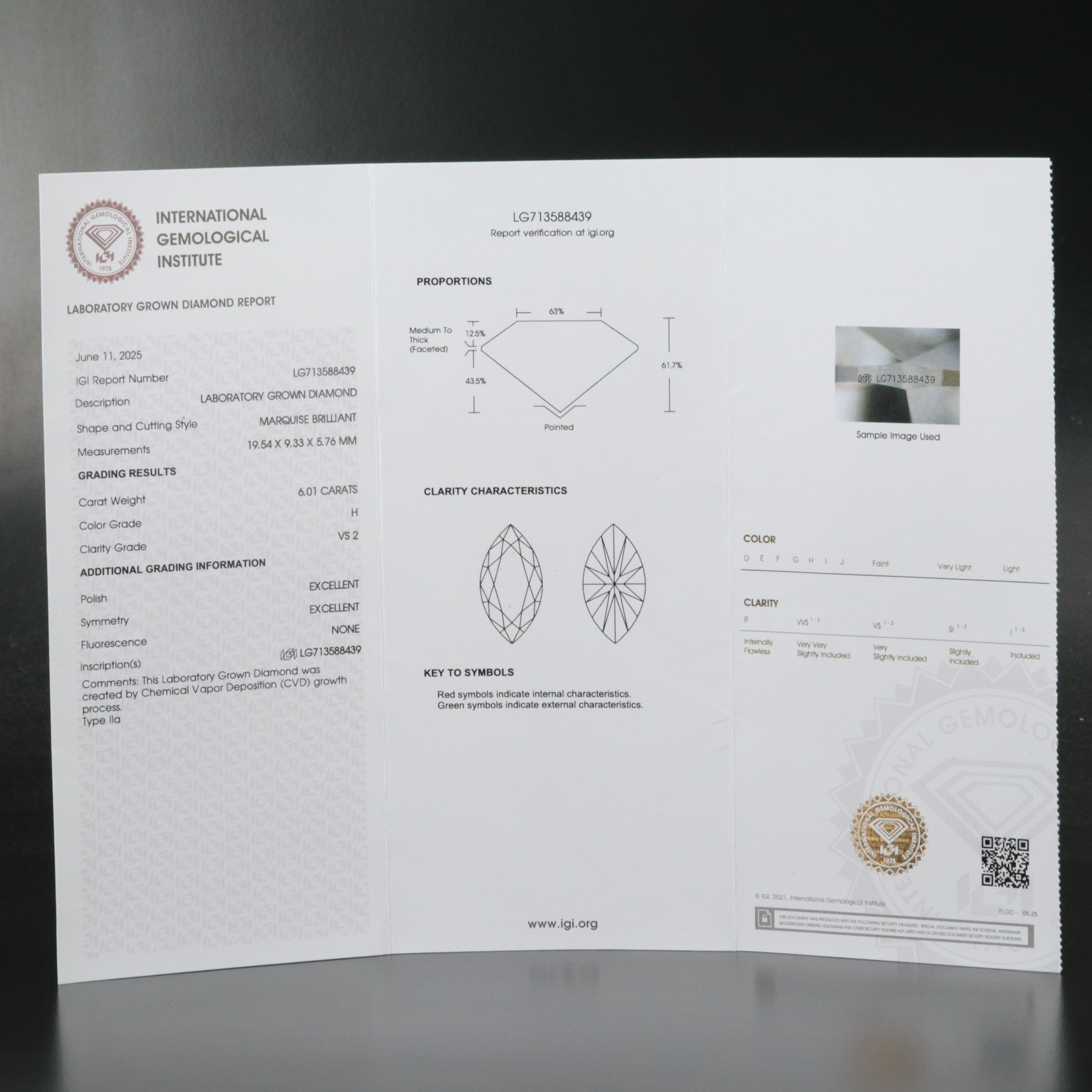 Loose 6.01 CT Lab Grown Diamond with IGI Report