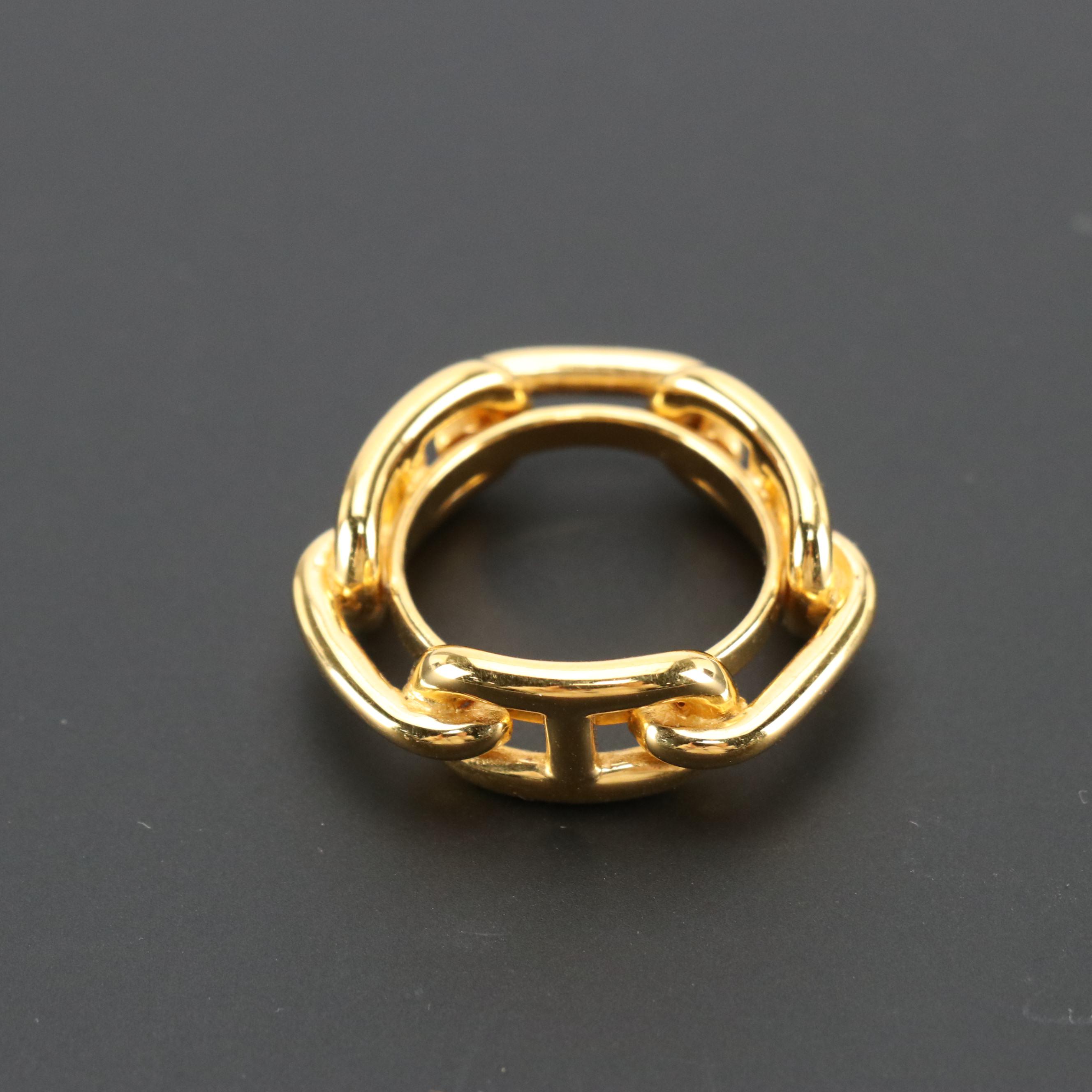 Hermès Gold Plated Chaine D’Ancre Scarf Ring