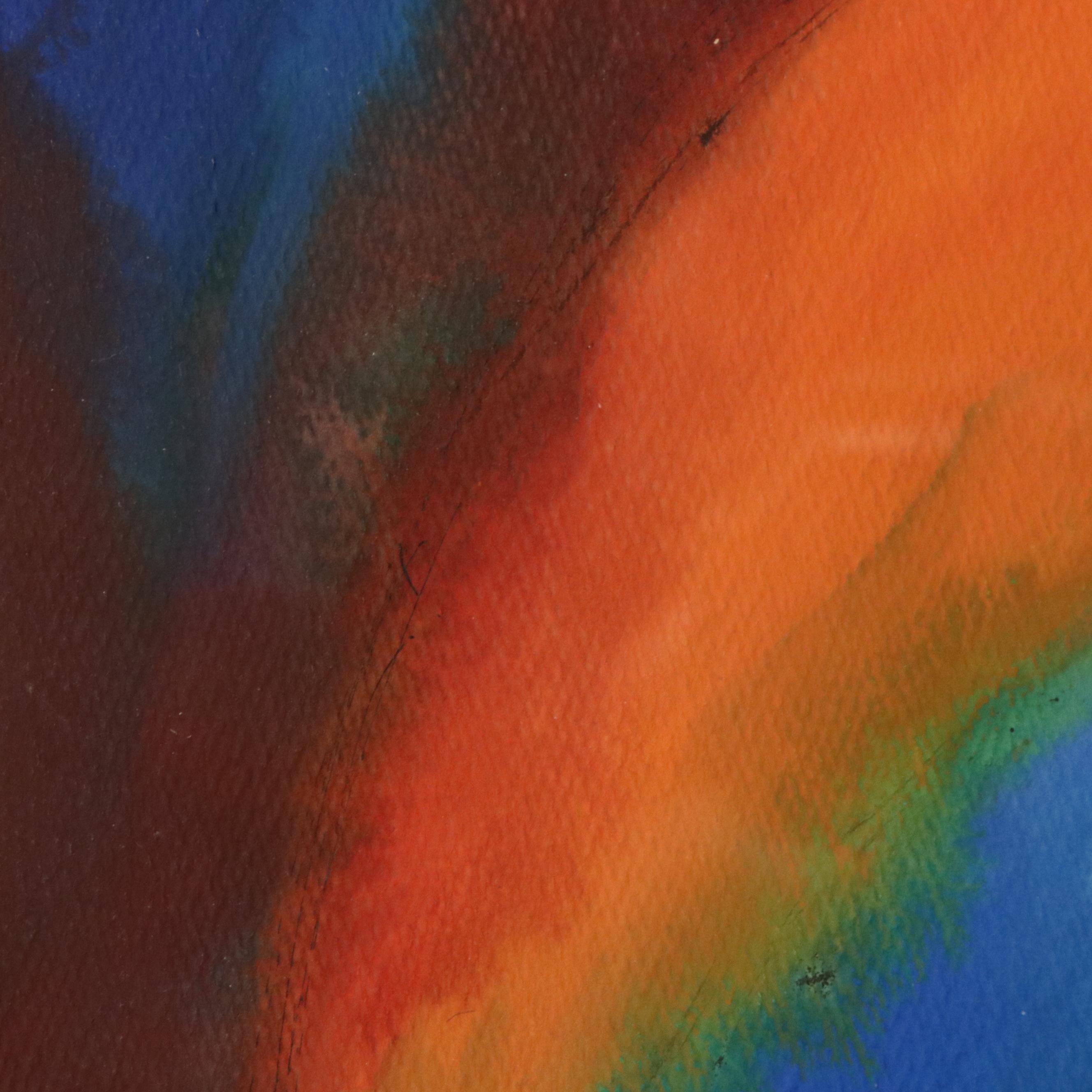 Abstract Composition With Fish Acrylic Wash Painting "N. 62"