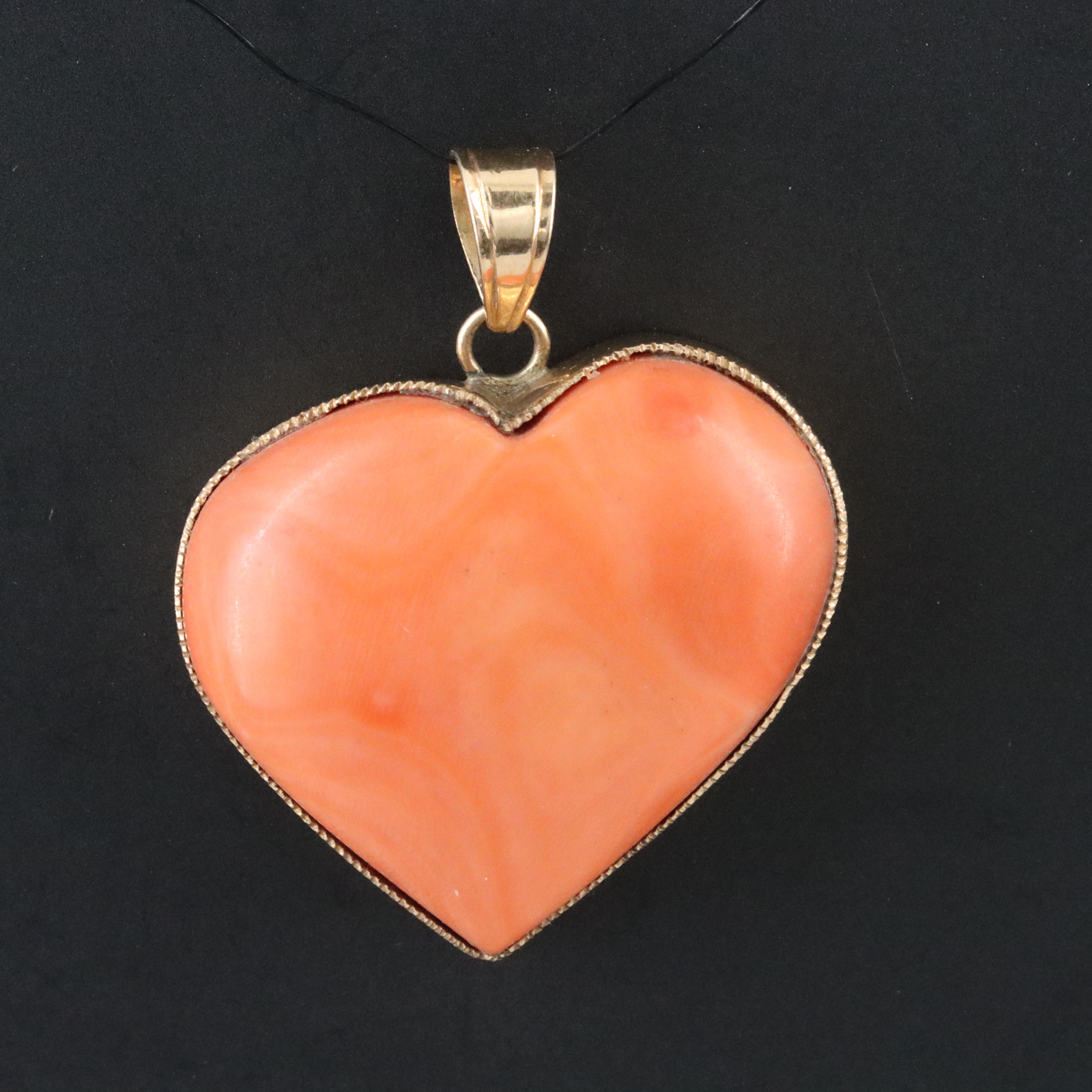 14K Coral Heart Pendant