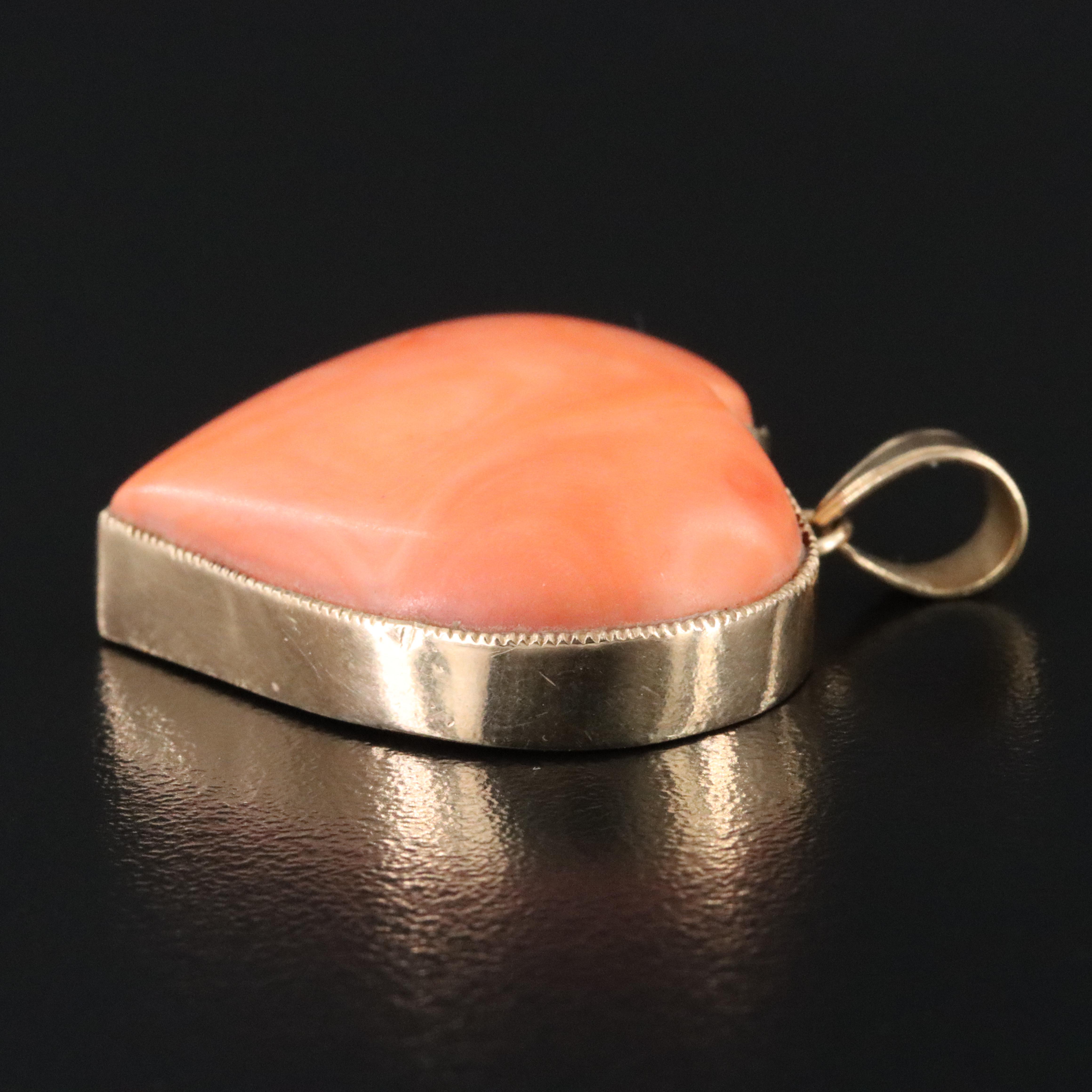 14K Coral Heart Pendant