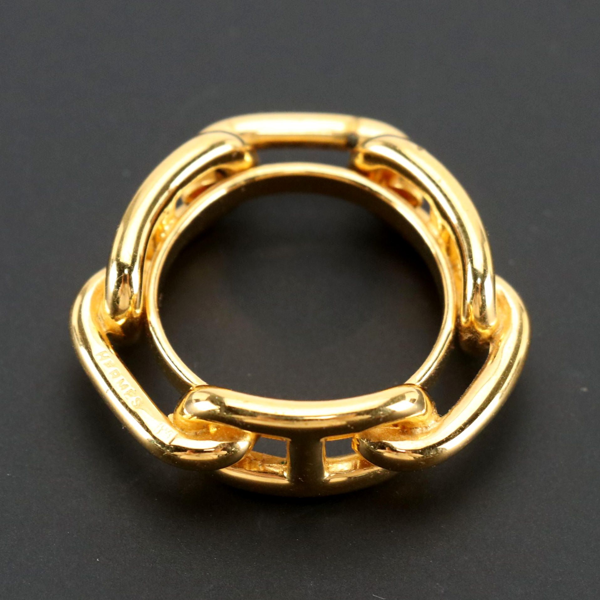 Hermès Gold Plated Chaine D’Ancre Scarf Ring