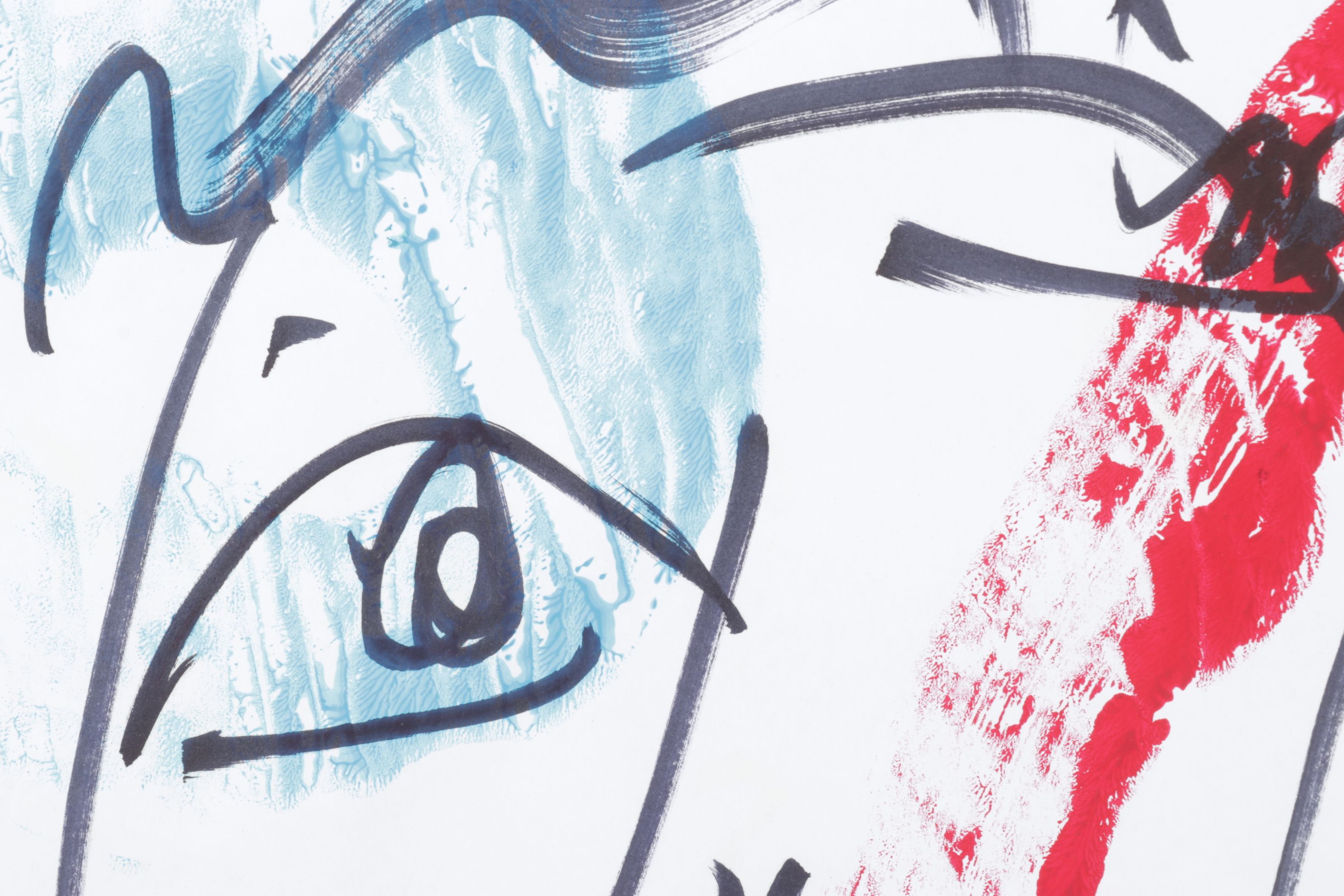 Peter Robert Keil Stylized Abstract Acrylic Portrait, Early 21st Century