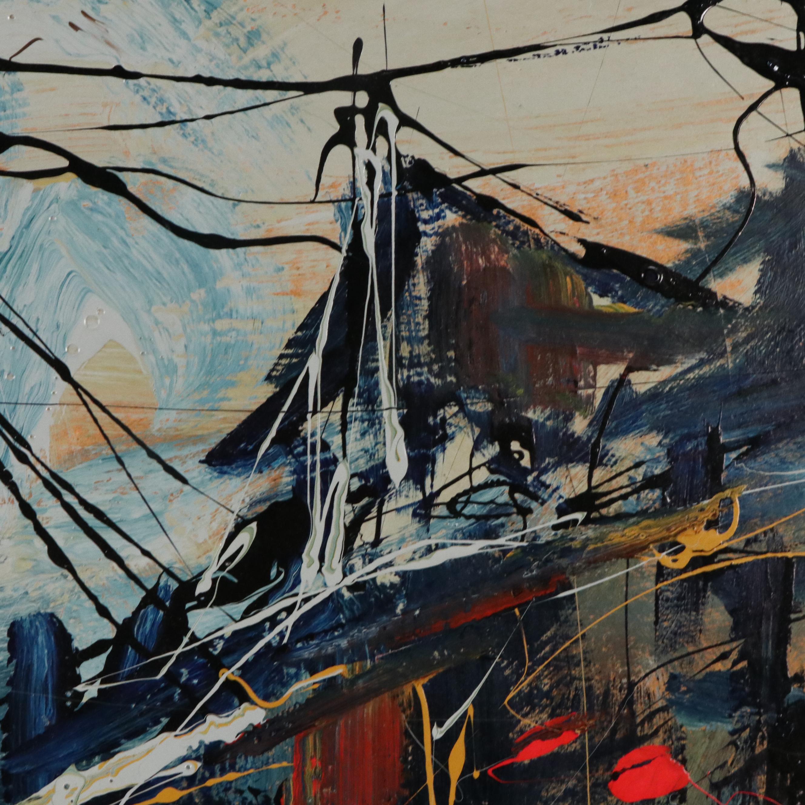 Héctor Raúl Ulloa Burgos Chilean Village Street Scene, Circa 1966