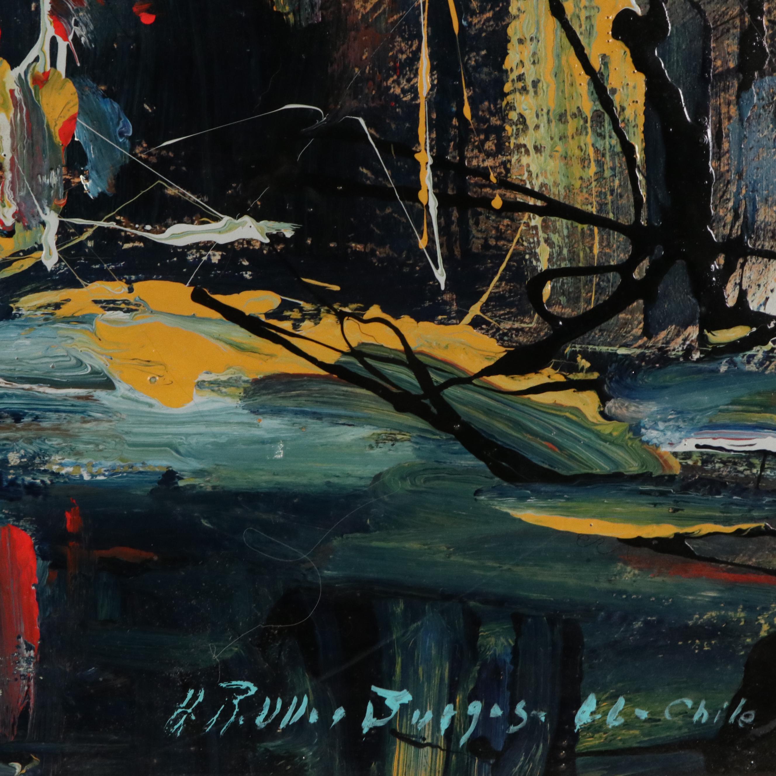 Héctor Raúl Ulloa Burgos Chilean Village Street Scene, Circa 1966