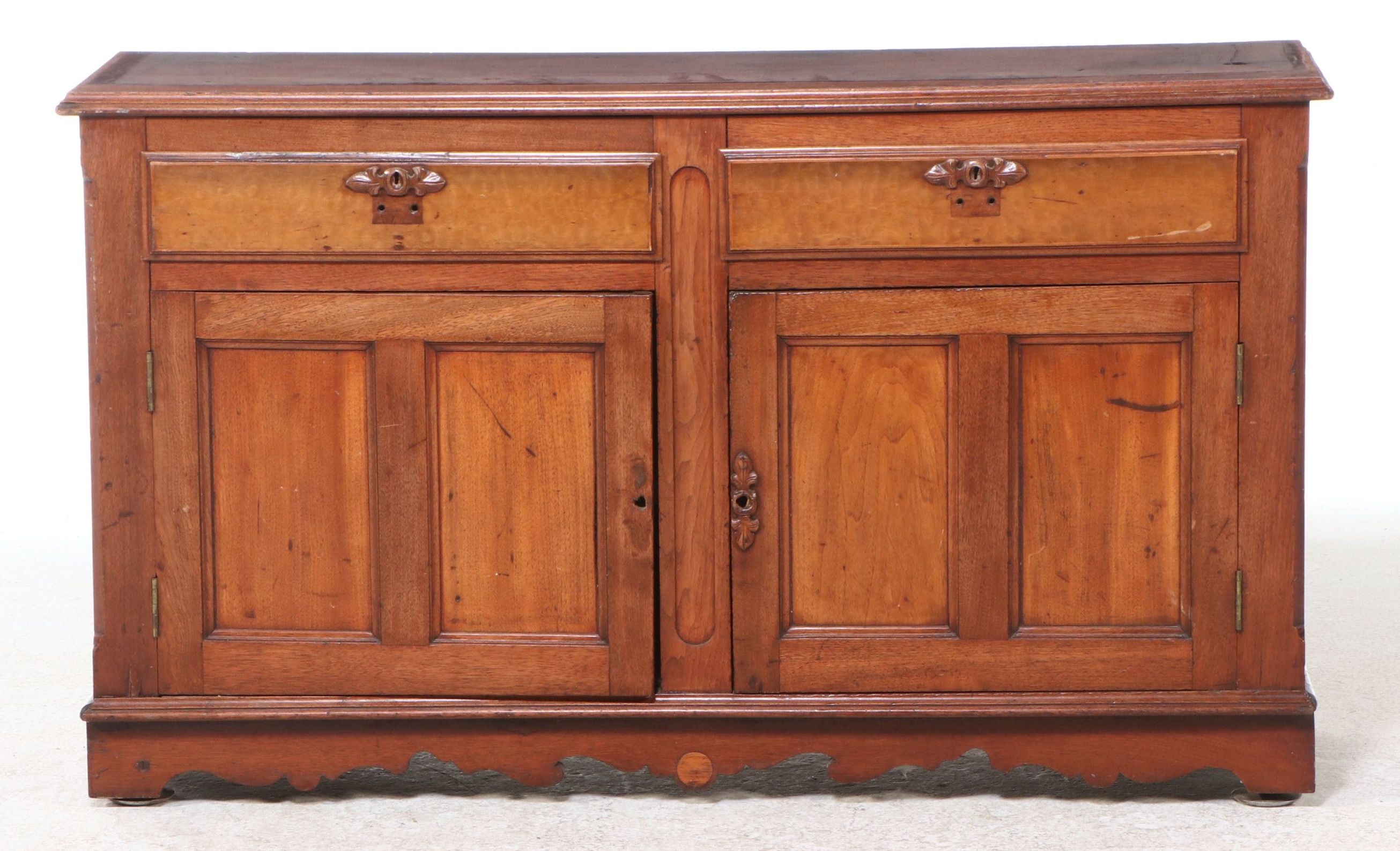 Antique Continental Walnut Book Case with Drop Down Desk