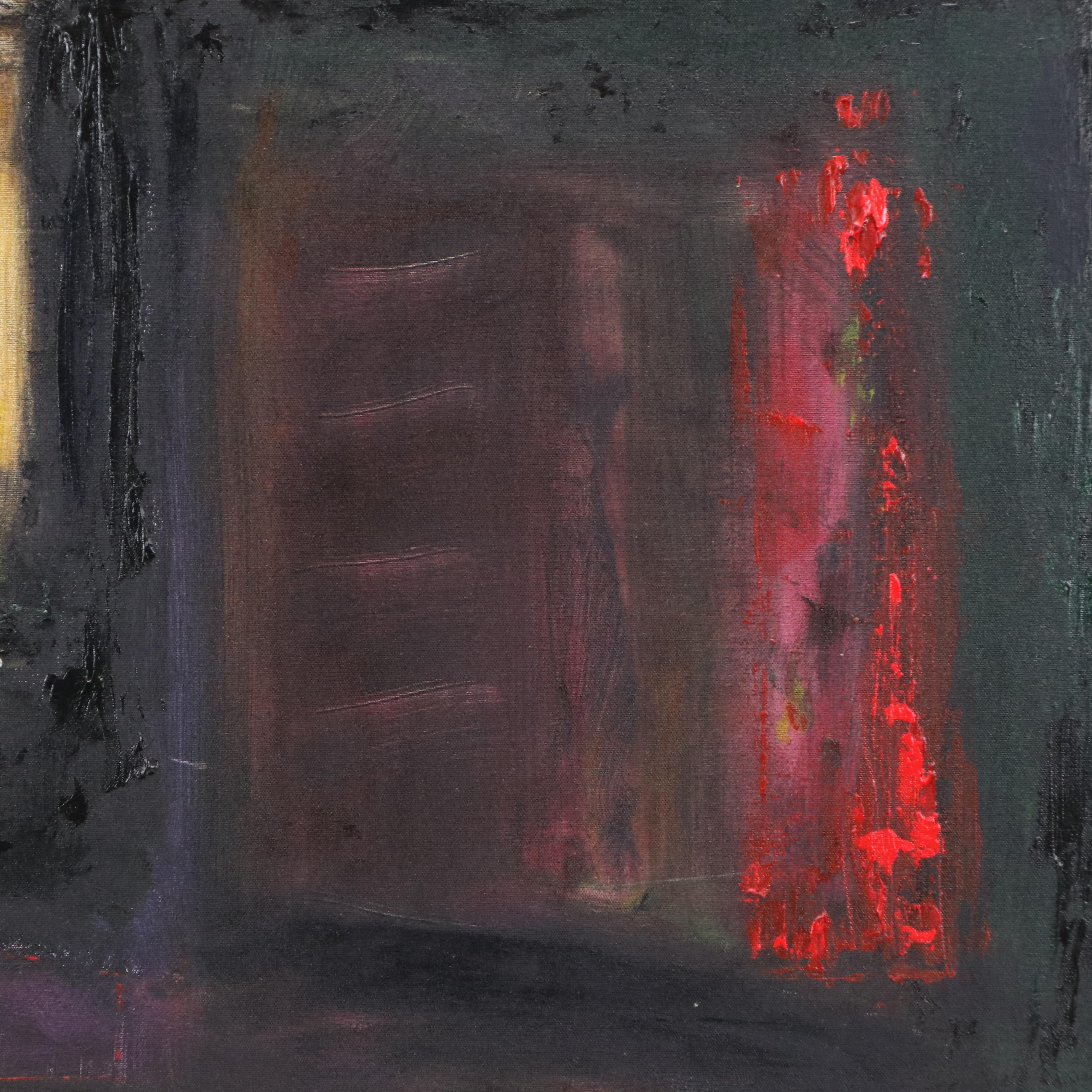 Abstract Oil Painting with Yellow Square, 1997