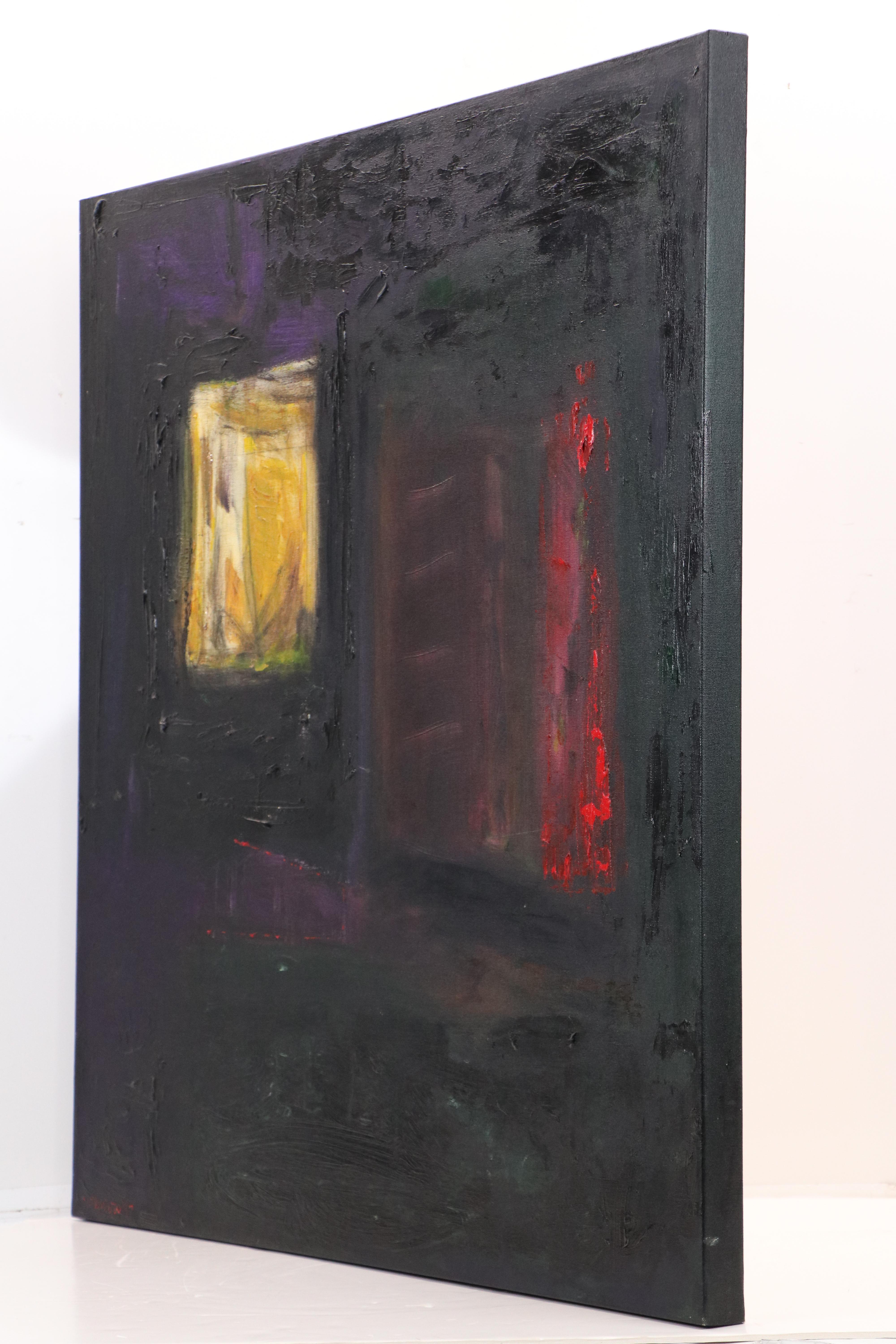 Abstract Oil Painting with Yellow Square, 1997