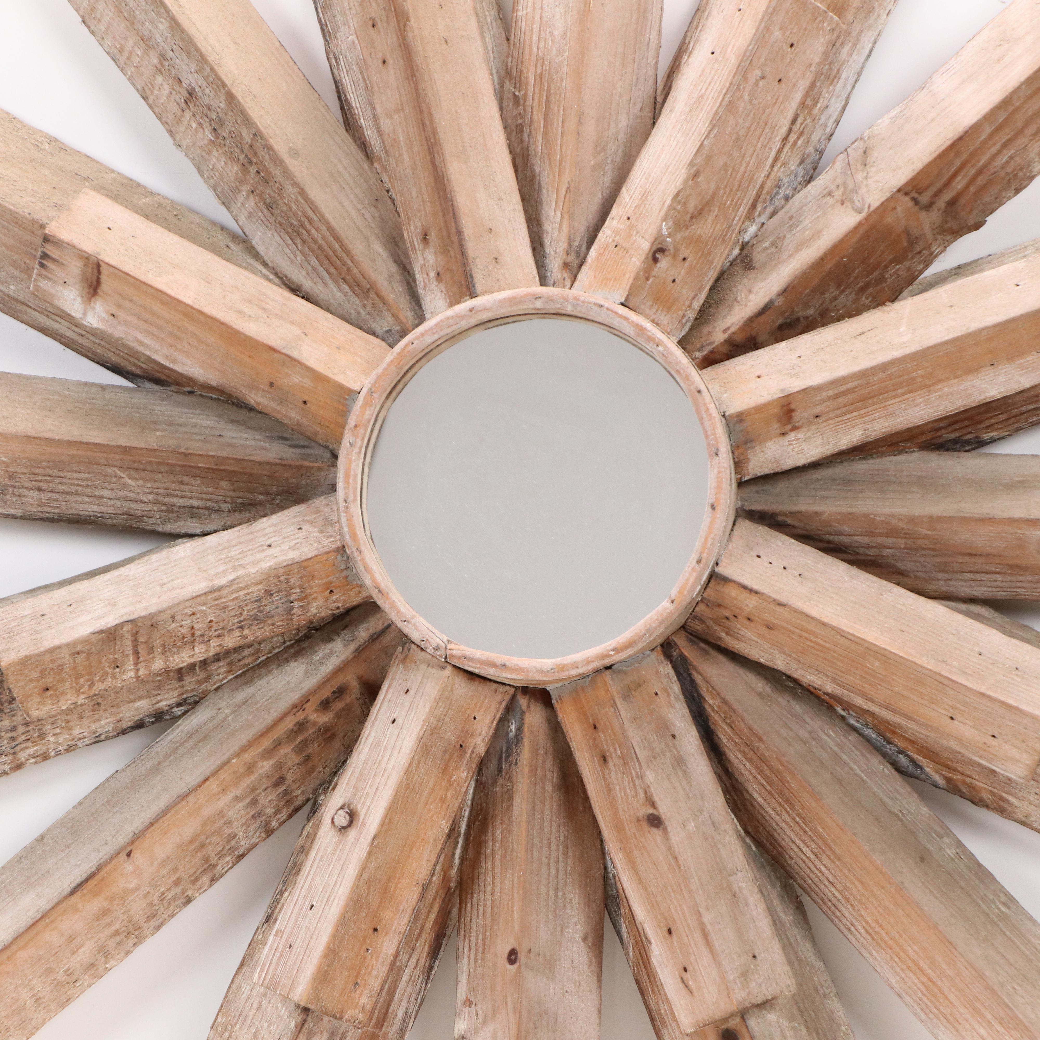 Crestview Collection Co. Rustic Style Radial Wooden Wall Mirror