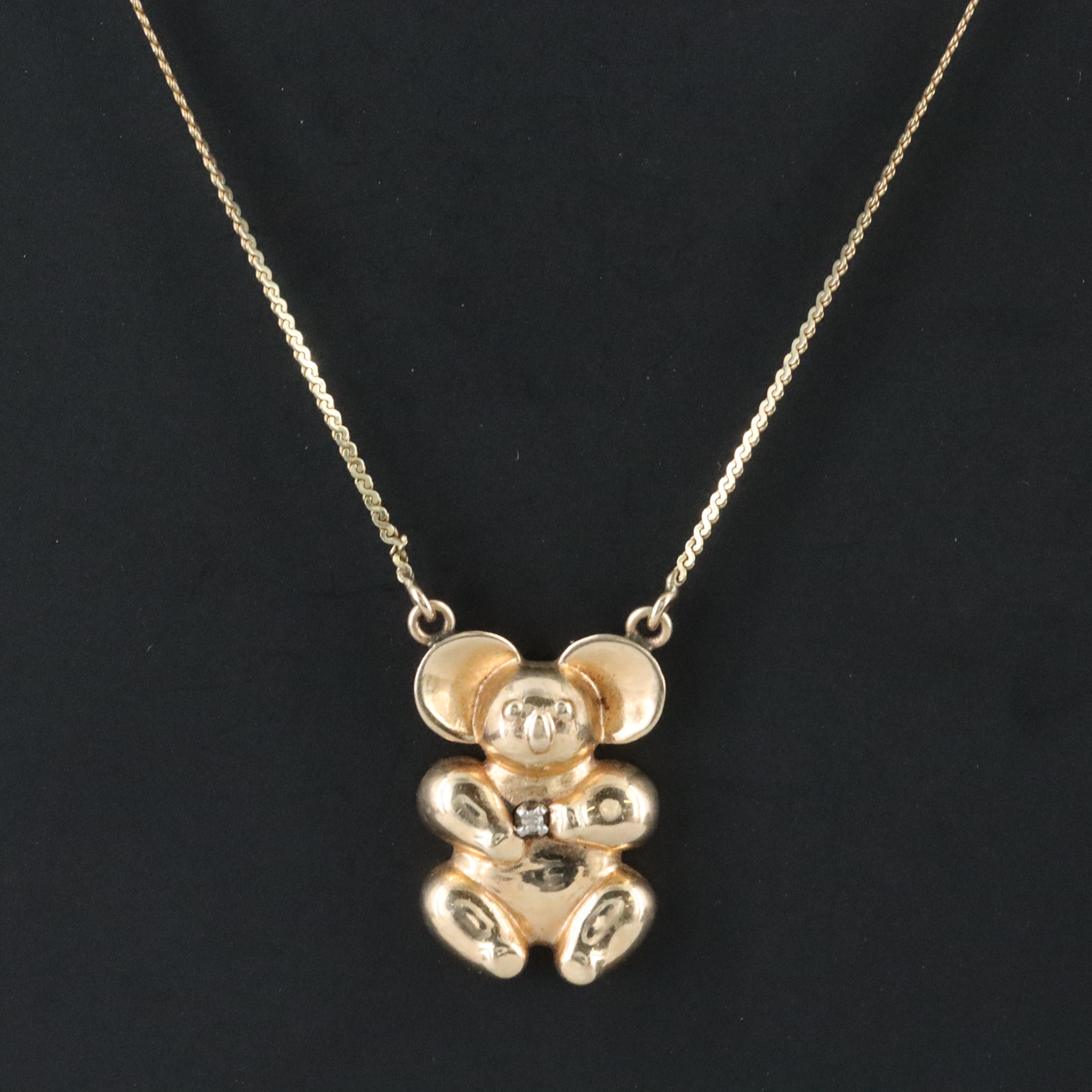 14K 0.01 CT Diamond Accented Koala Bear Necklace