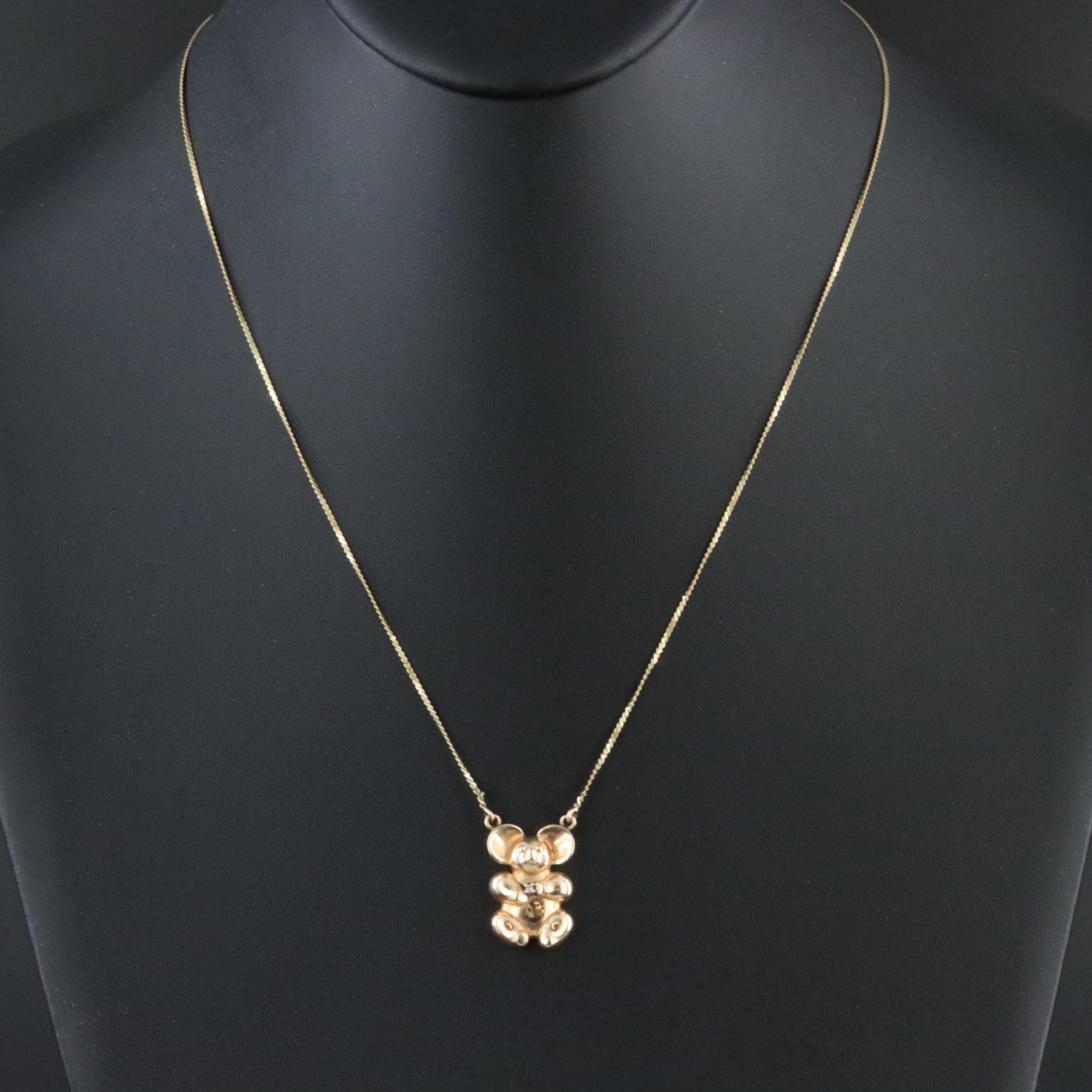 14K 0.01 CT Diamond Accented Koala Bear Necklace