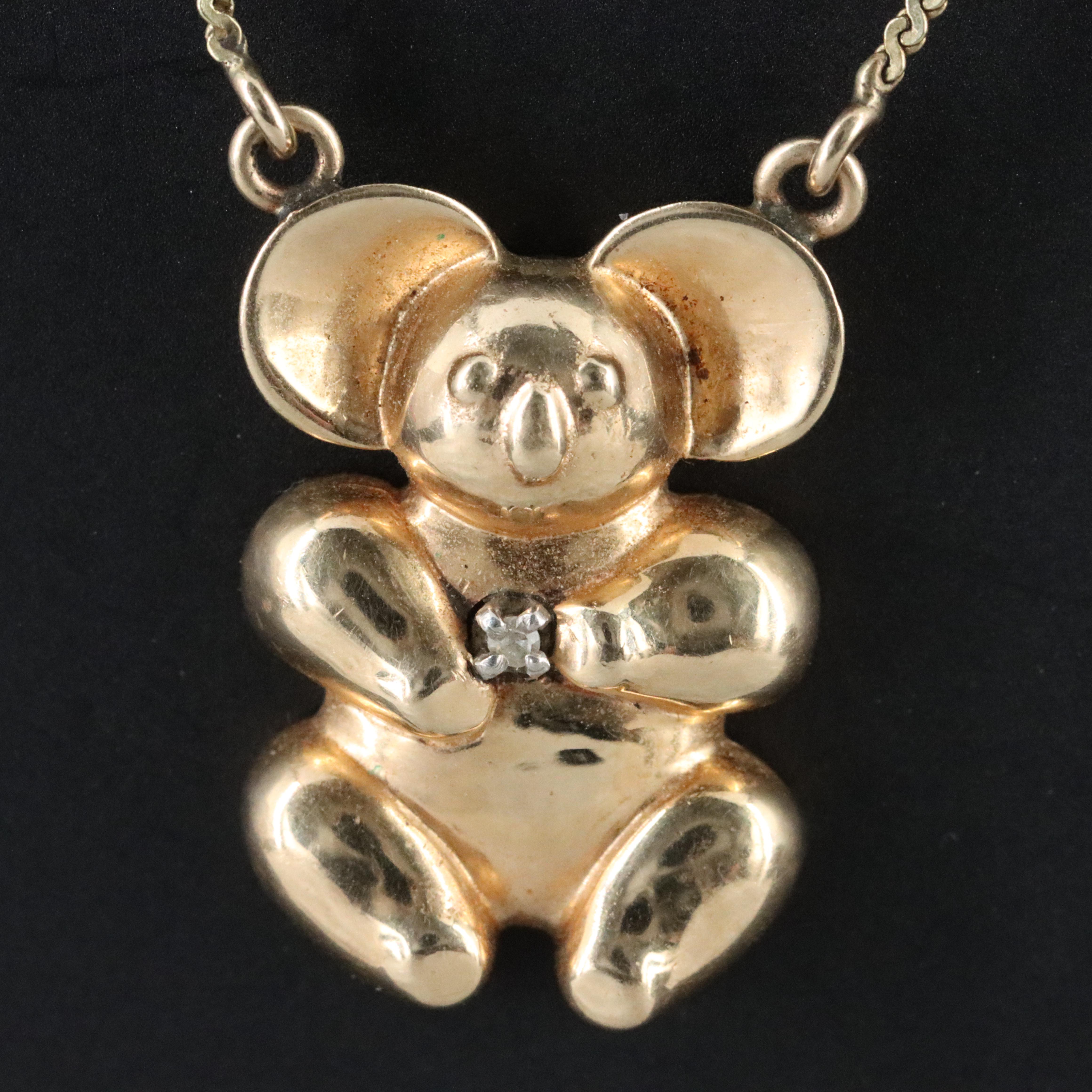 14K 0.01 CT Diamond Accented Koala Bear Necklace