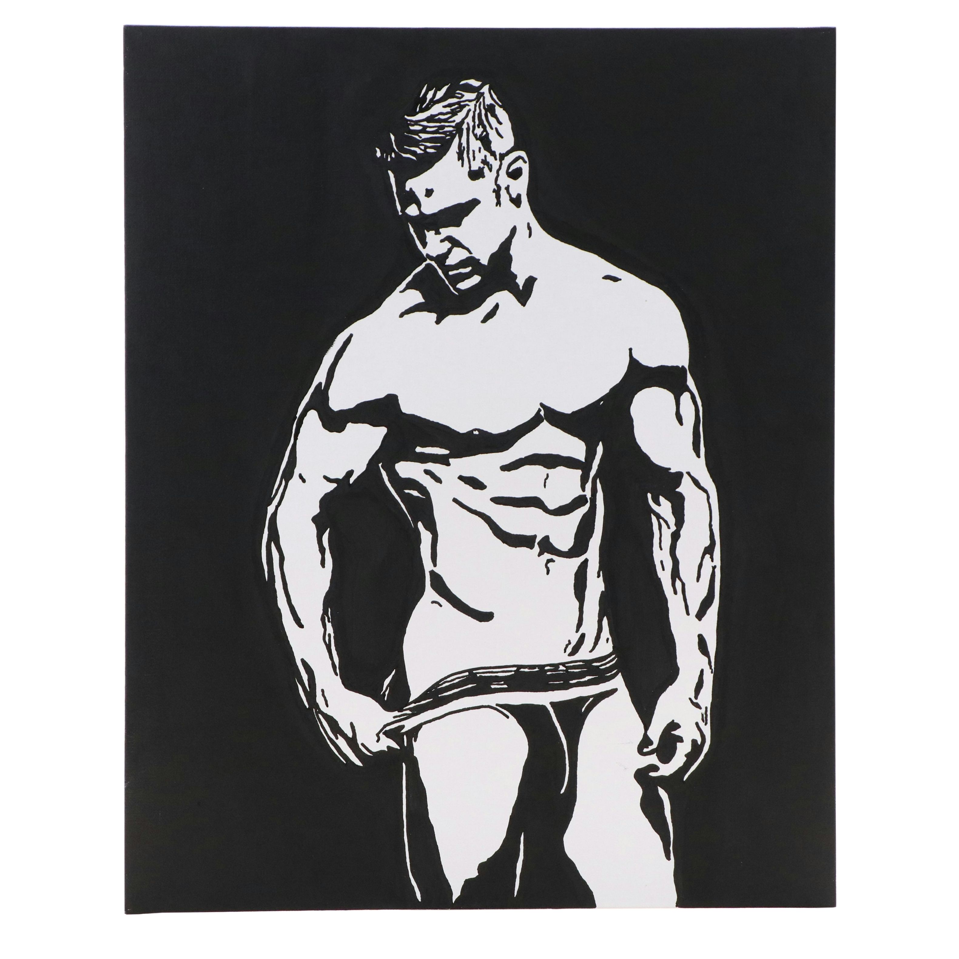 deSanto Stylized Nude Figure Acrylic Painting "Pulse," 2025