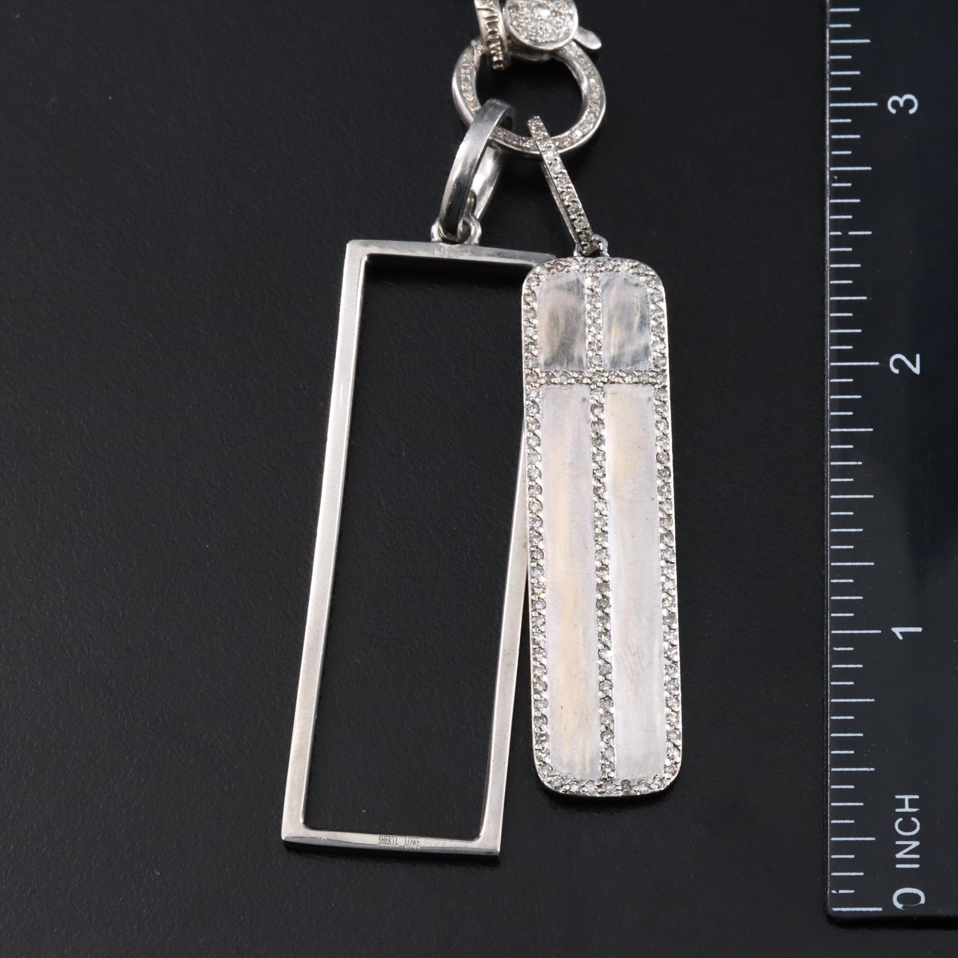 Sheryl Lowe Iolite Necklace with Cross and Rectangular Pendants with Diamonds