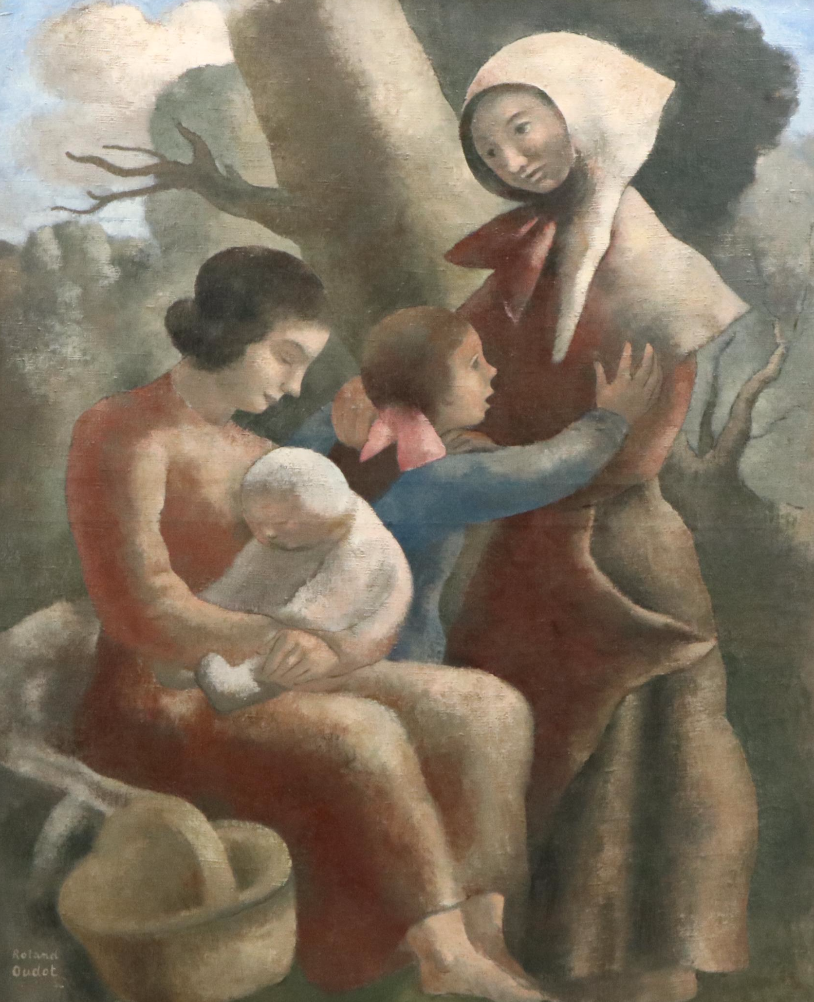 Roland Oudot Oil Painting of Women and Children in Landscape