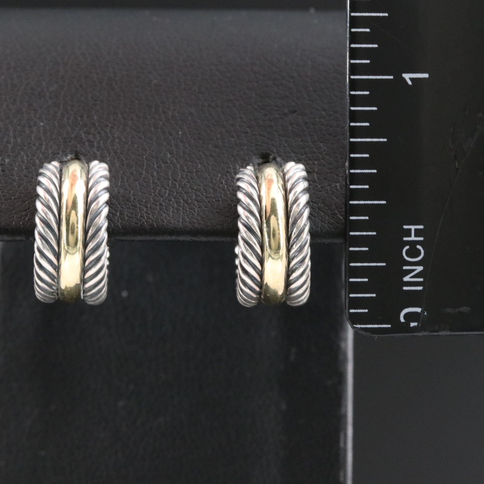 David Yurman Cable Classics Sterling and 14K Hoop Earrings