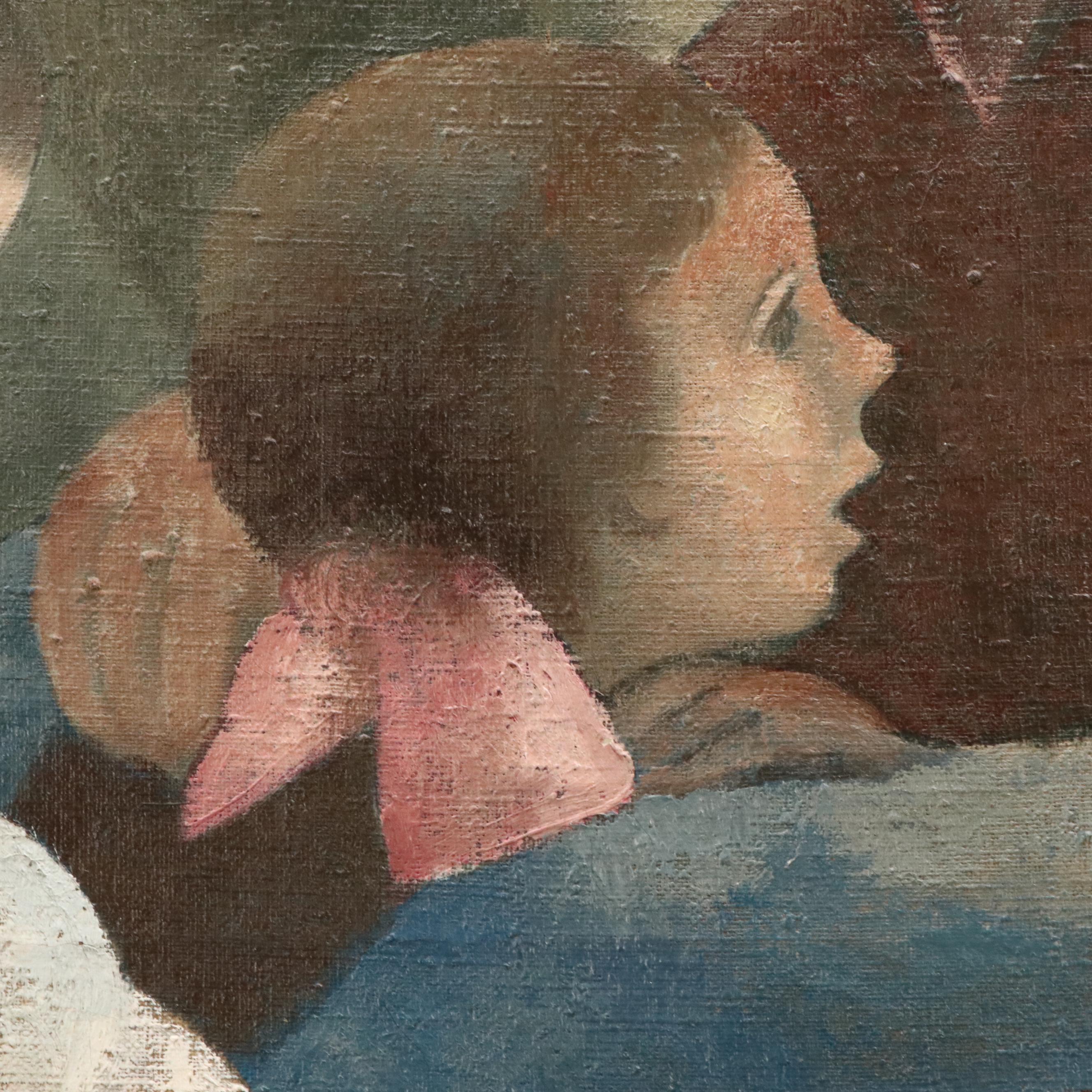 Roland Oudot Oil Painting of Women and Children in Landscape