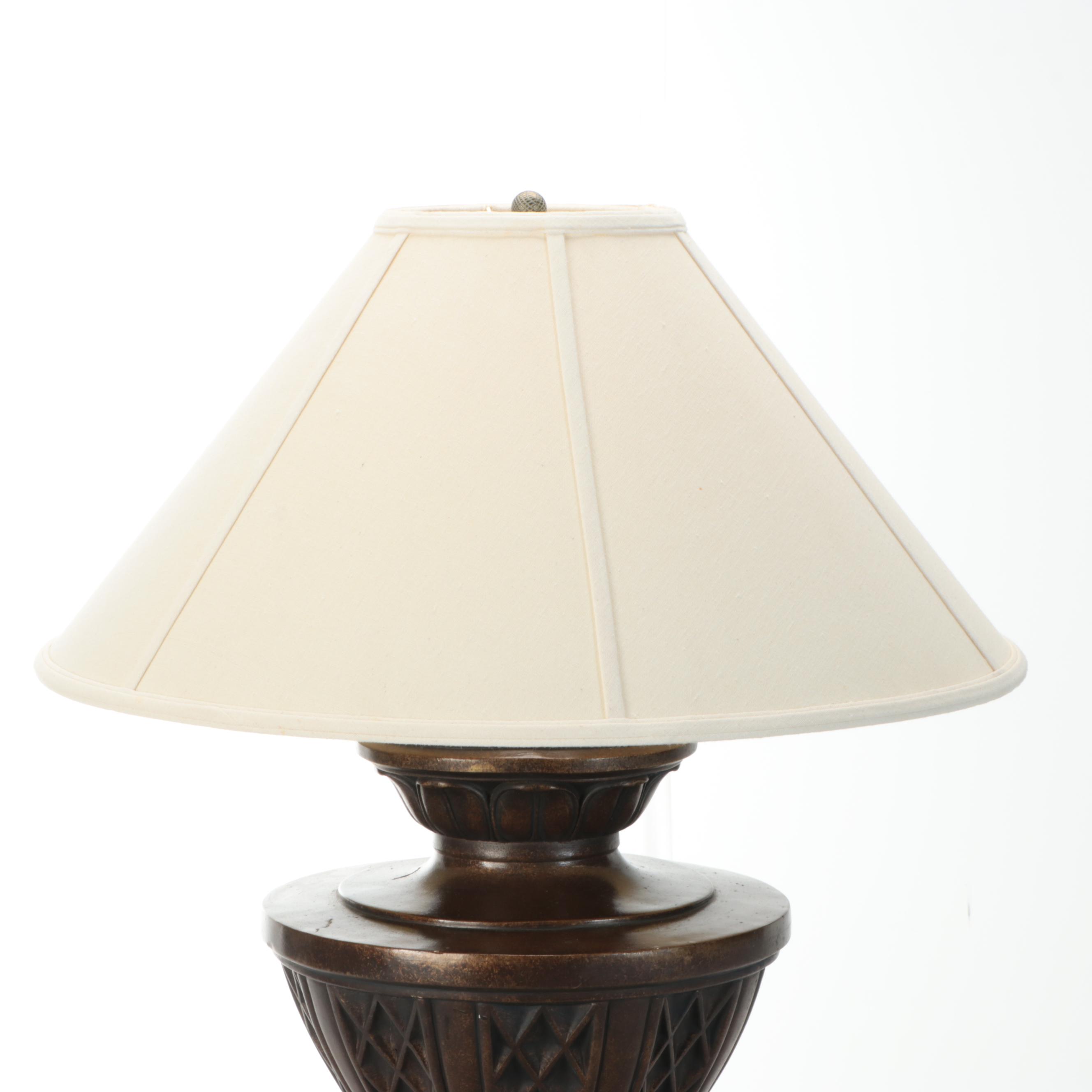 Burnished Bronze Finish Table Lamp with Empire Silk Shade