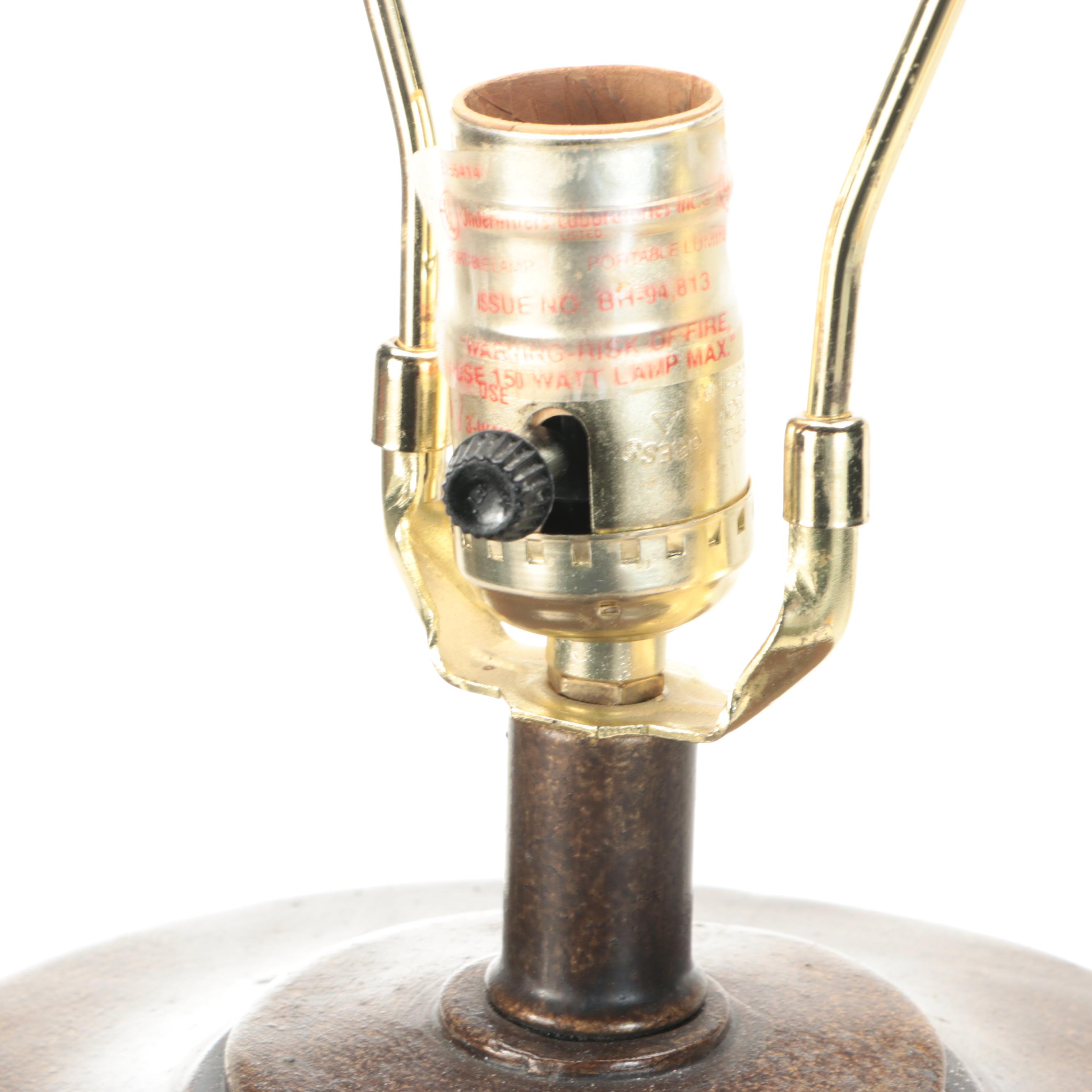 Burnished Bronze Finish Table Lamp with Empire Silk Shade